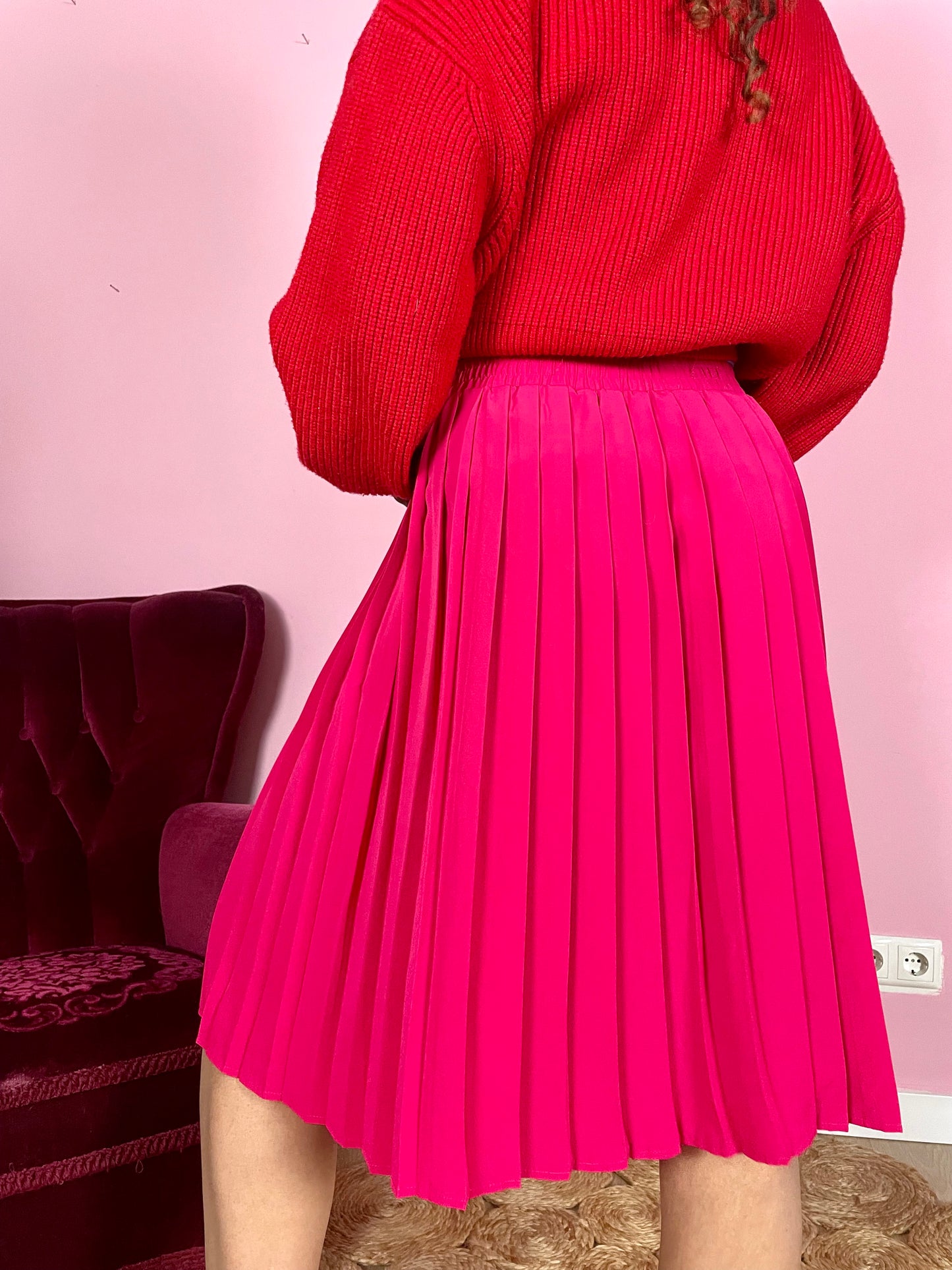 Vintage fuchsia plooirok