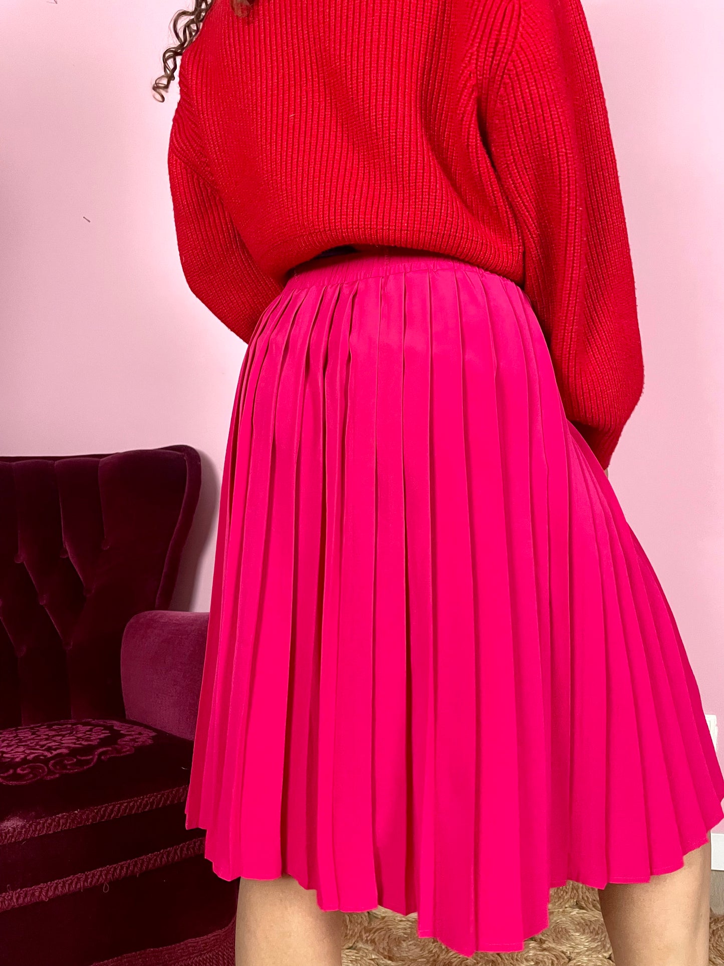 Vintage fuchsia plooirok