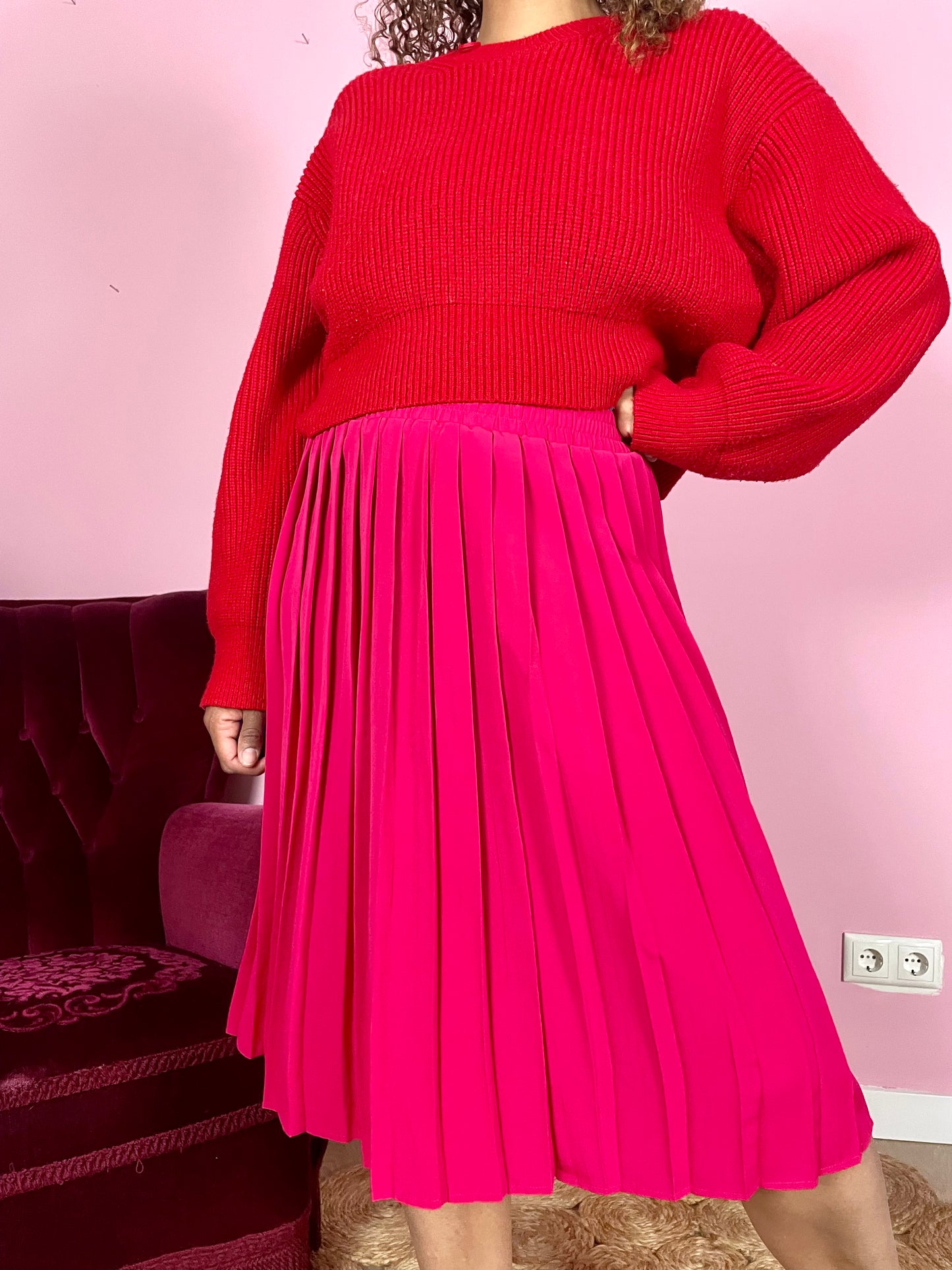 Vintage fuchsia plooirok