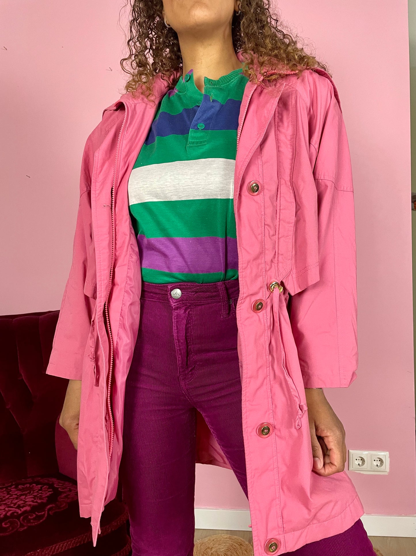 Vintage 80's roze parka