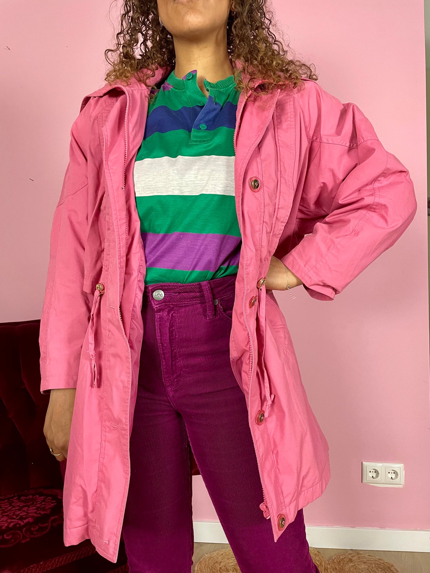 Vintage 80's roze parka