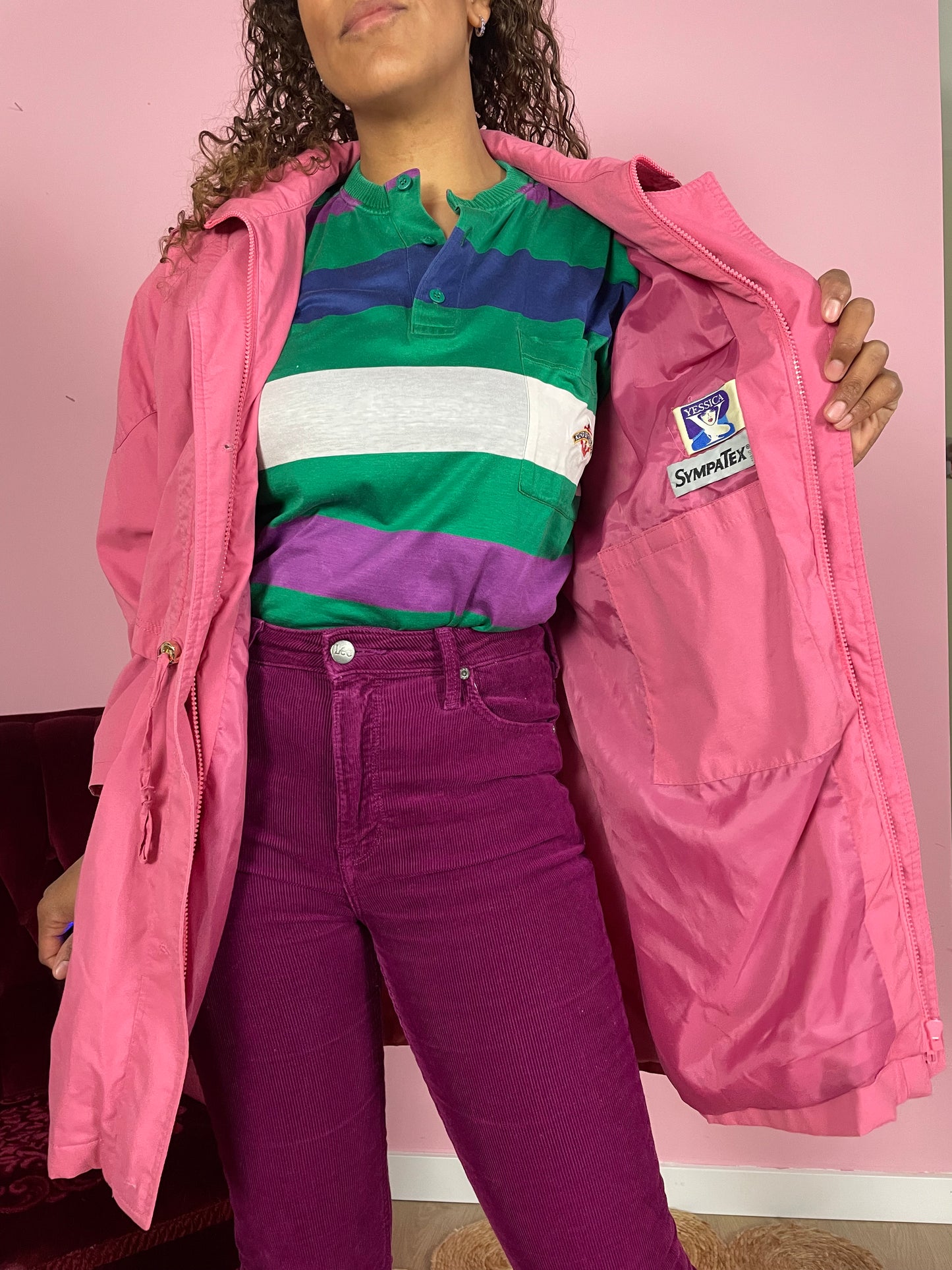 Vintage 80's roze parka