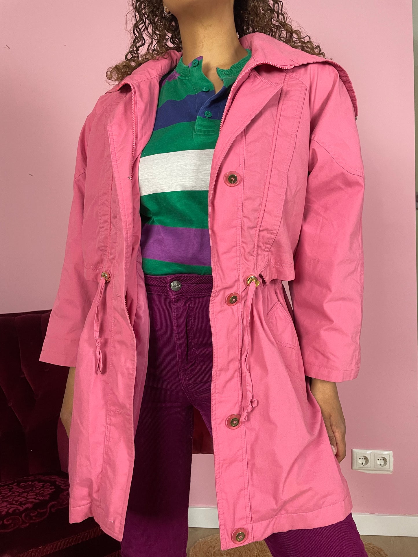 Vintage 80's roze parka