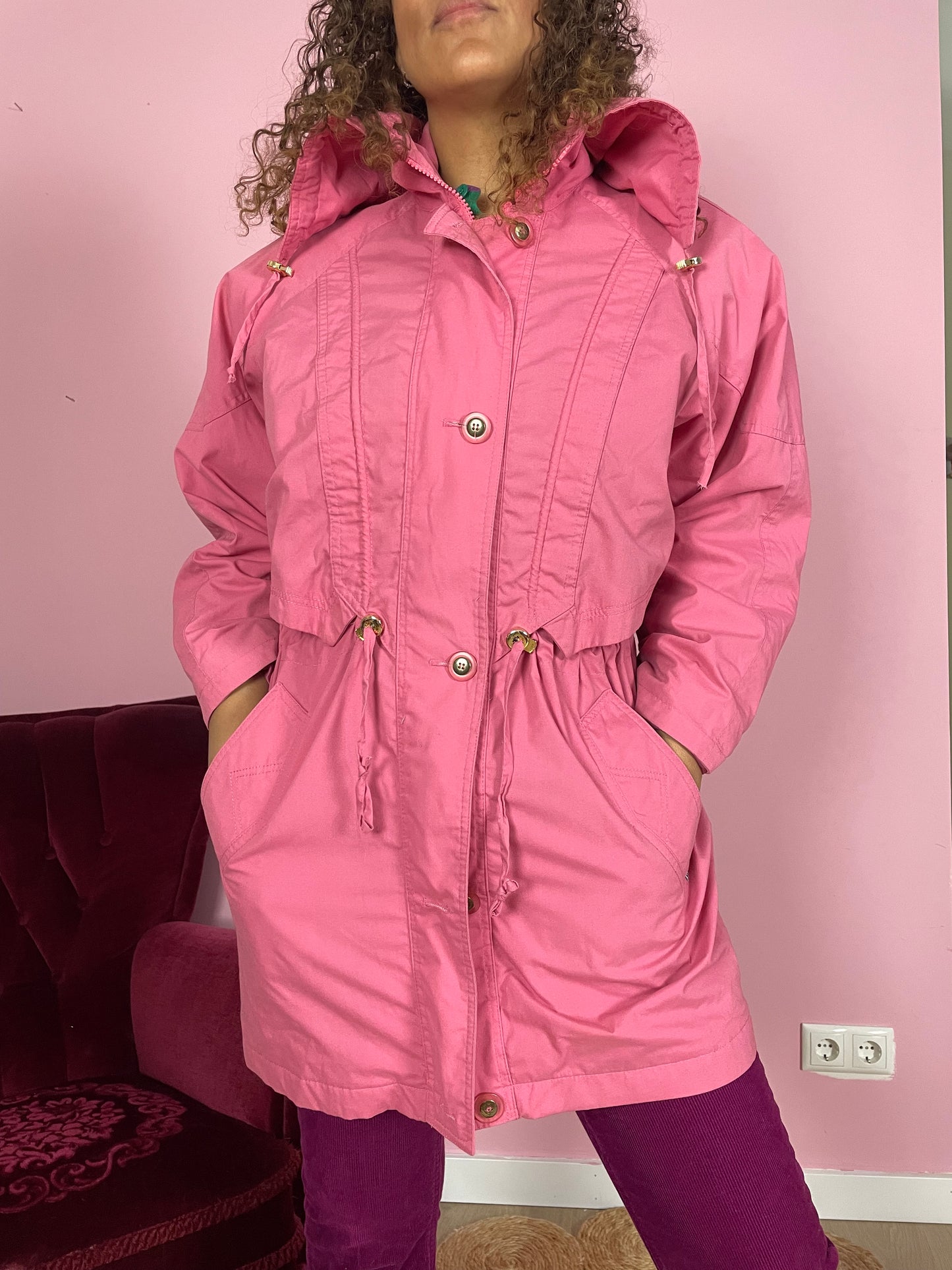 Vintage 80's roze parka