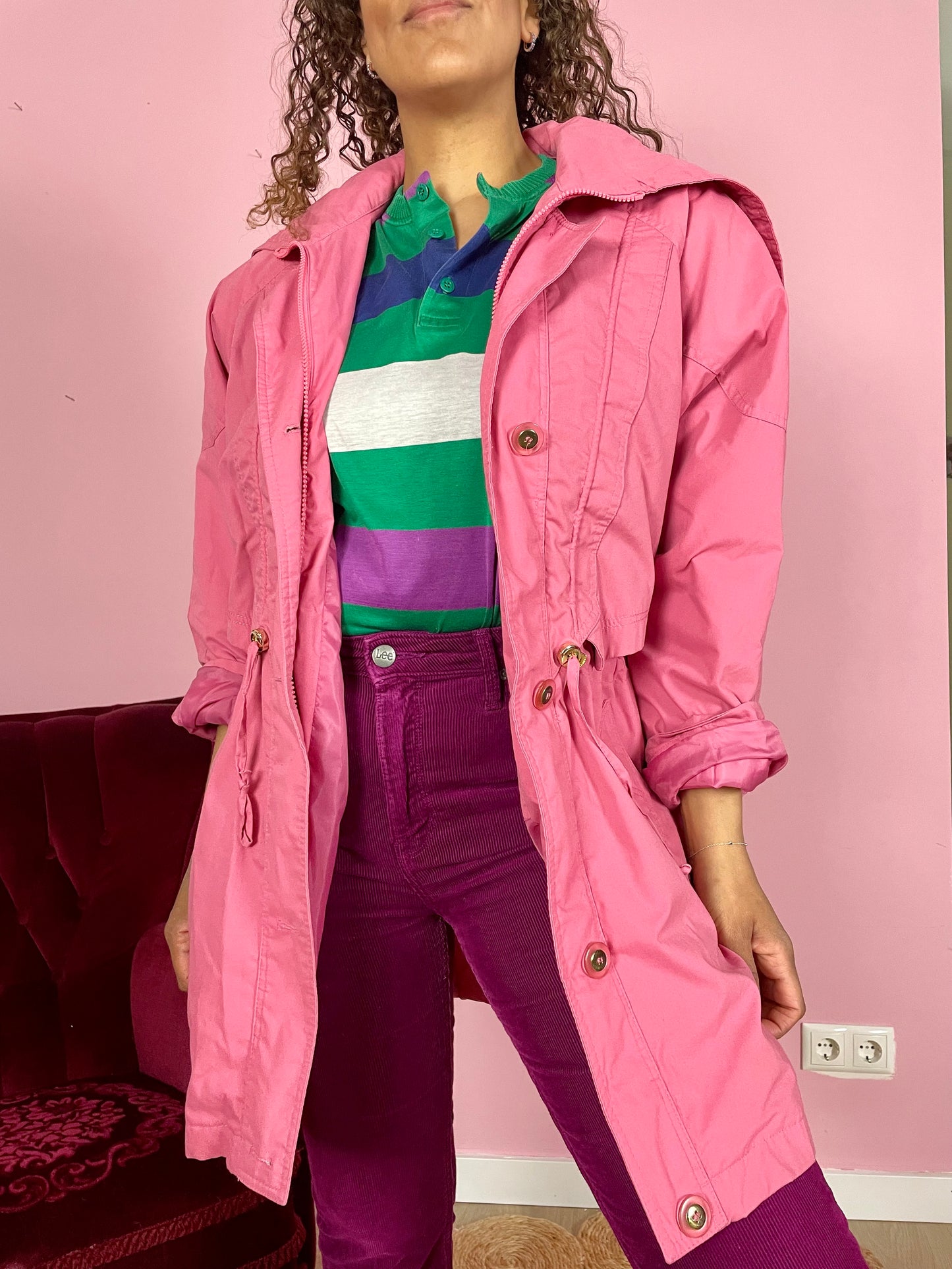 Vintage 80's roze parka