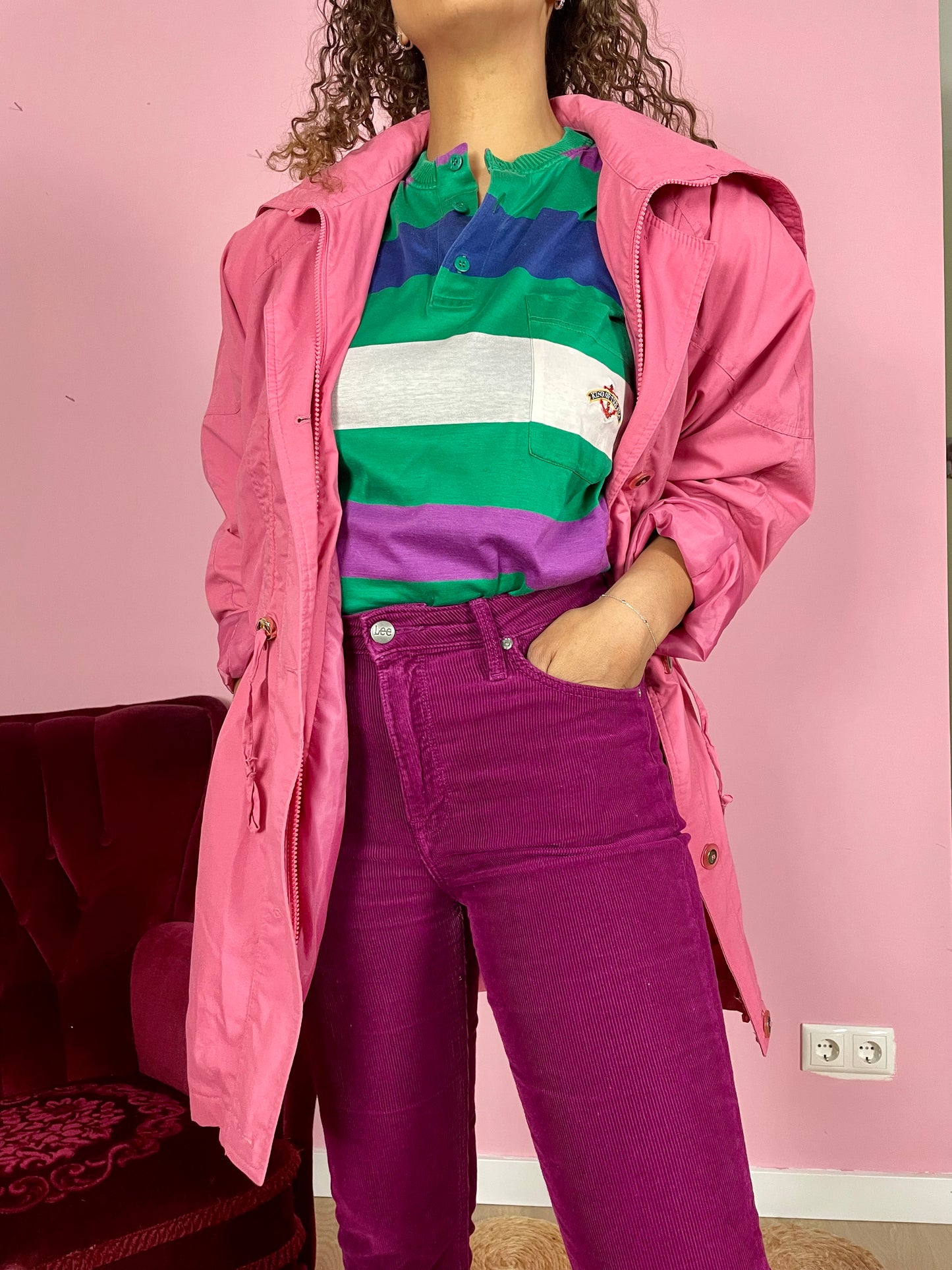 Vintage 80's roze parka