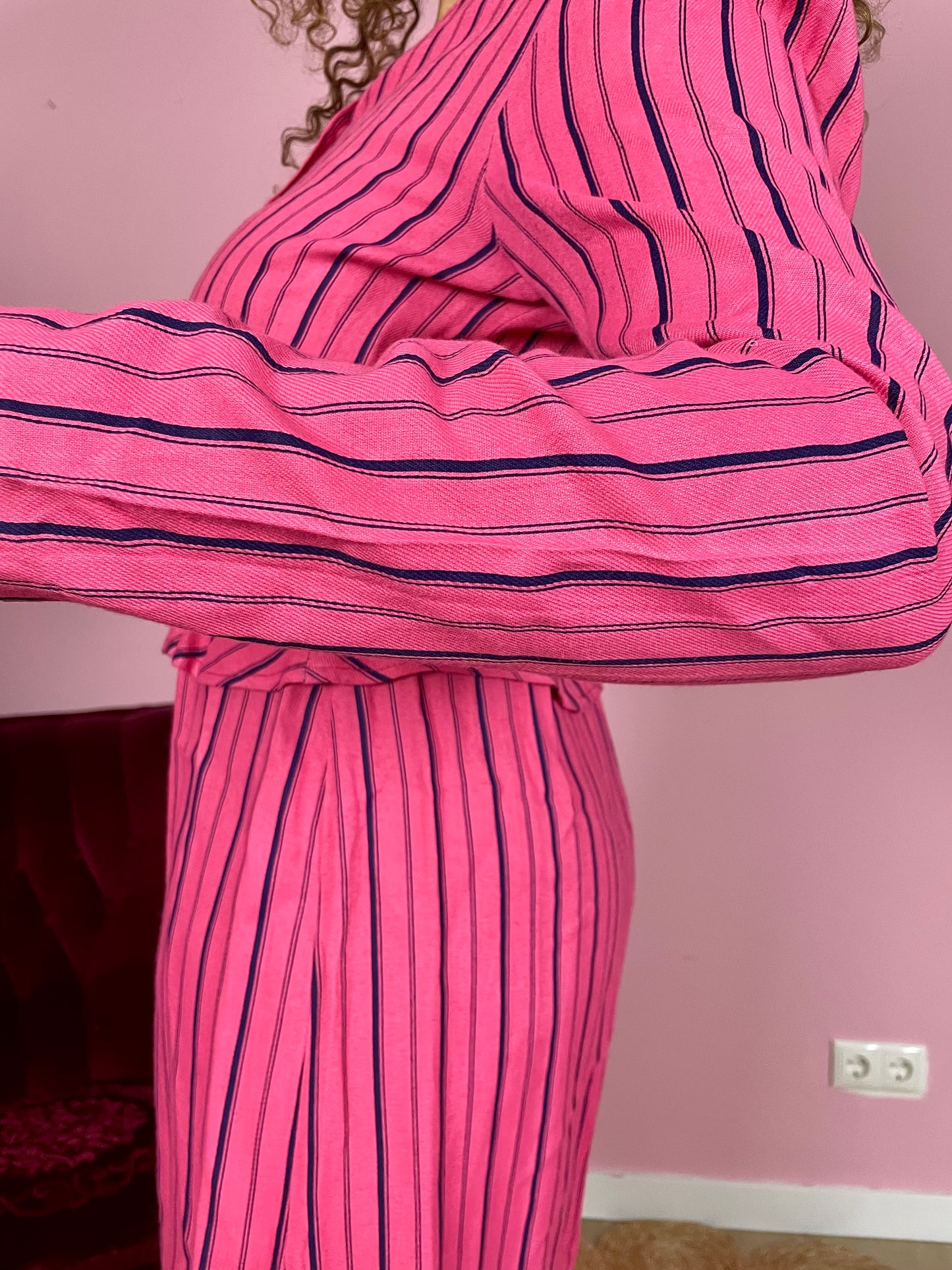 Vintage striped viscose jurk