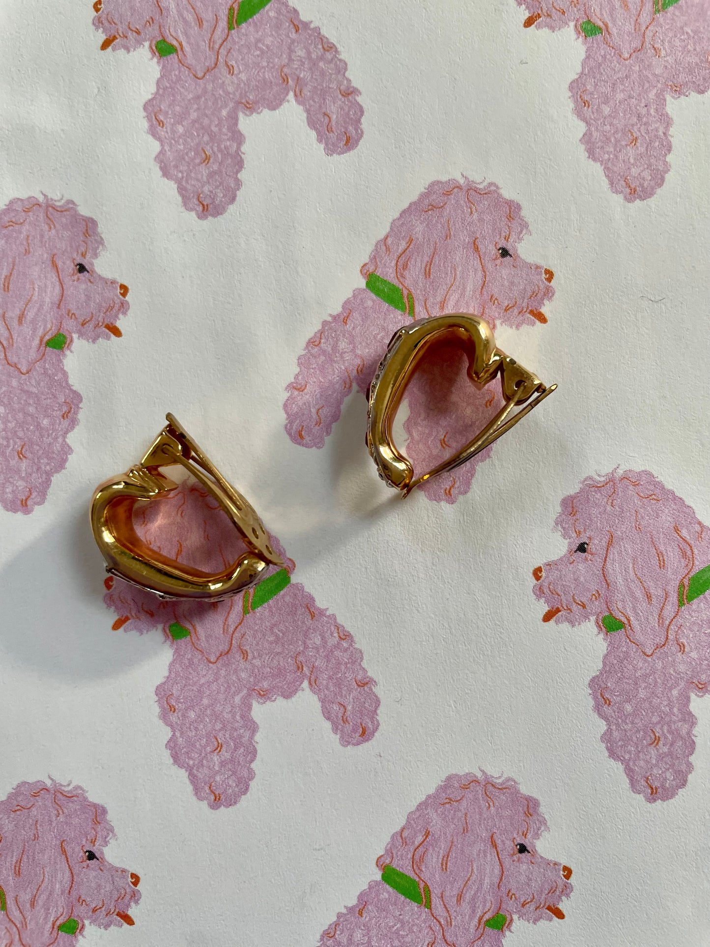 Vintage gouden creolen met robijn en strass
