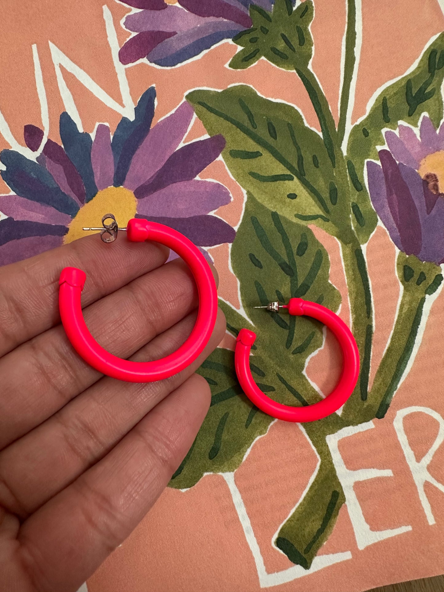 Vintage neon roze hoops