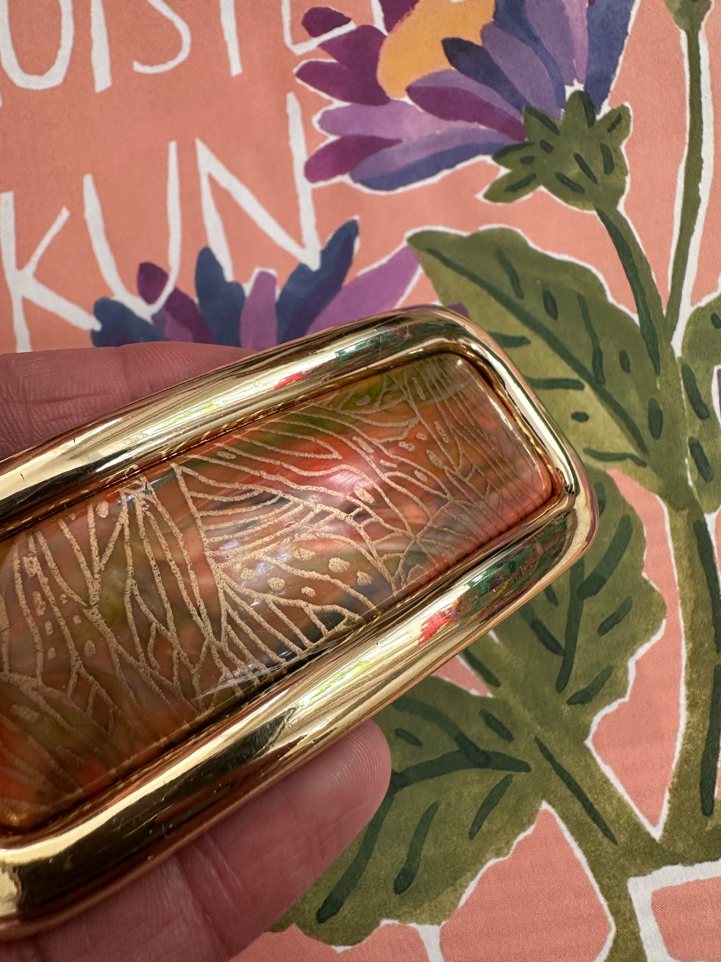 Vintage haarspeld goud & oranje