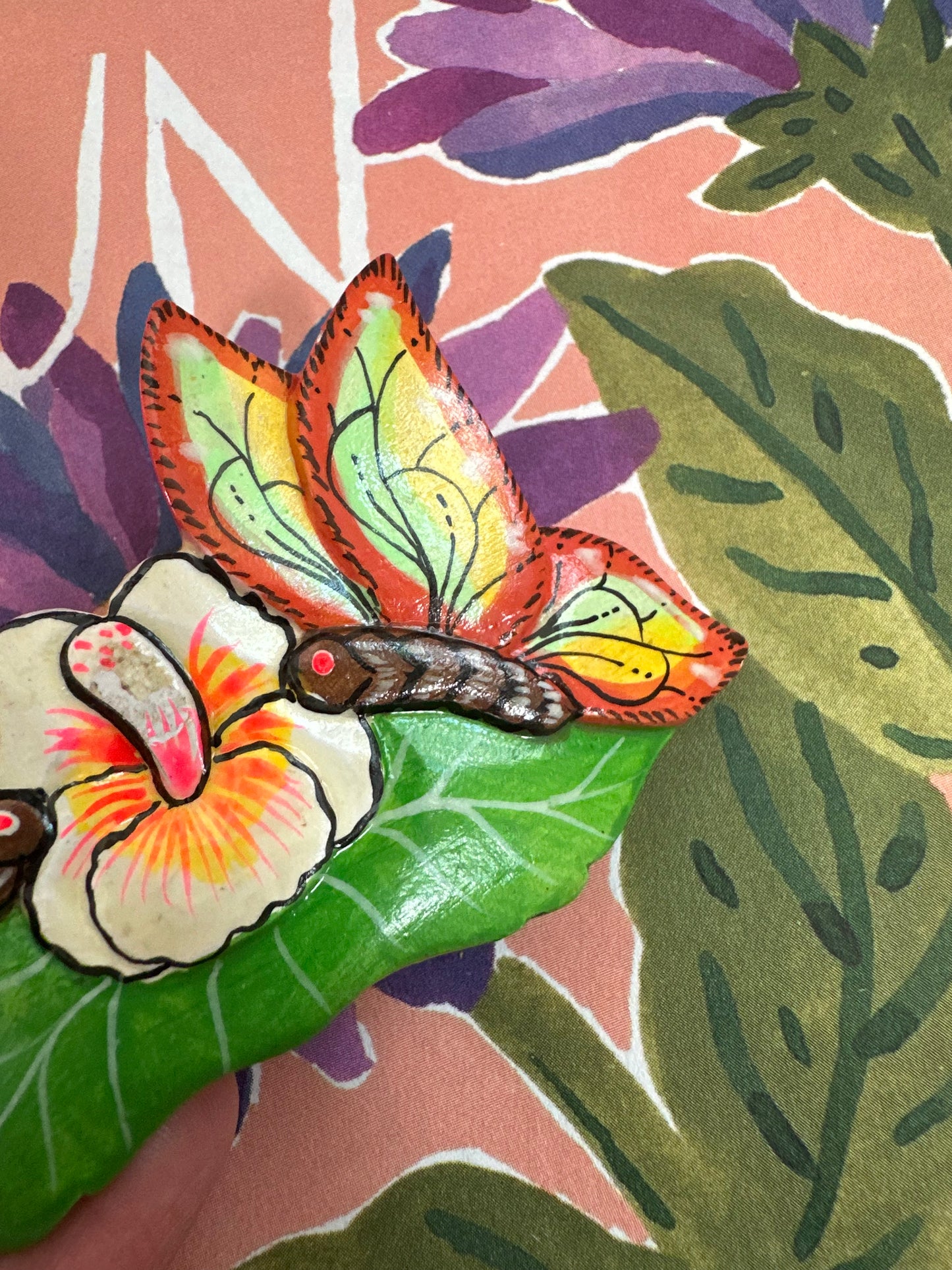 Vintage houten vlinder haarspeld