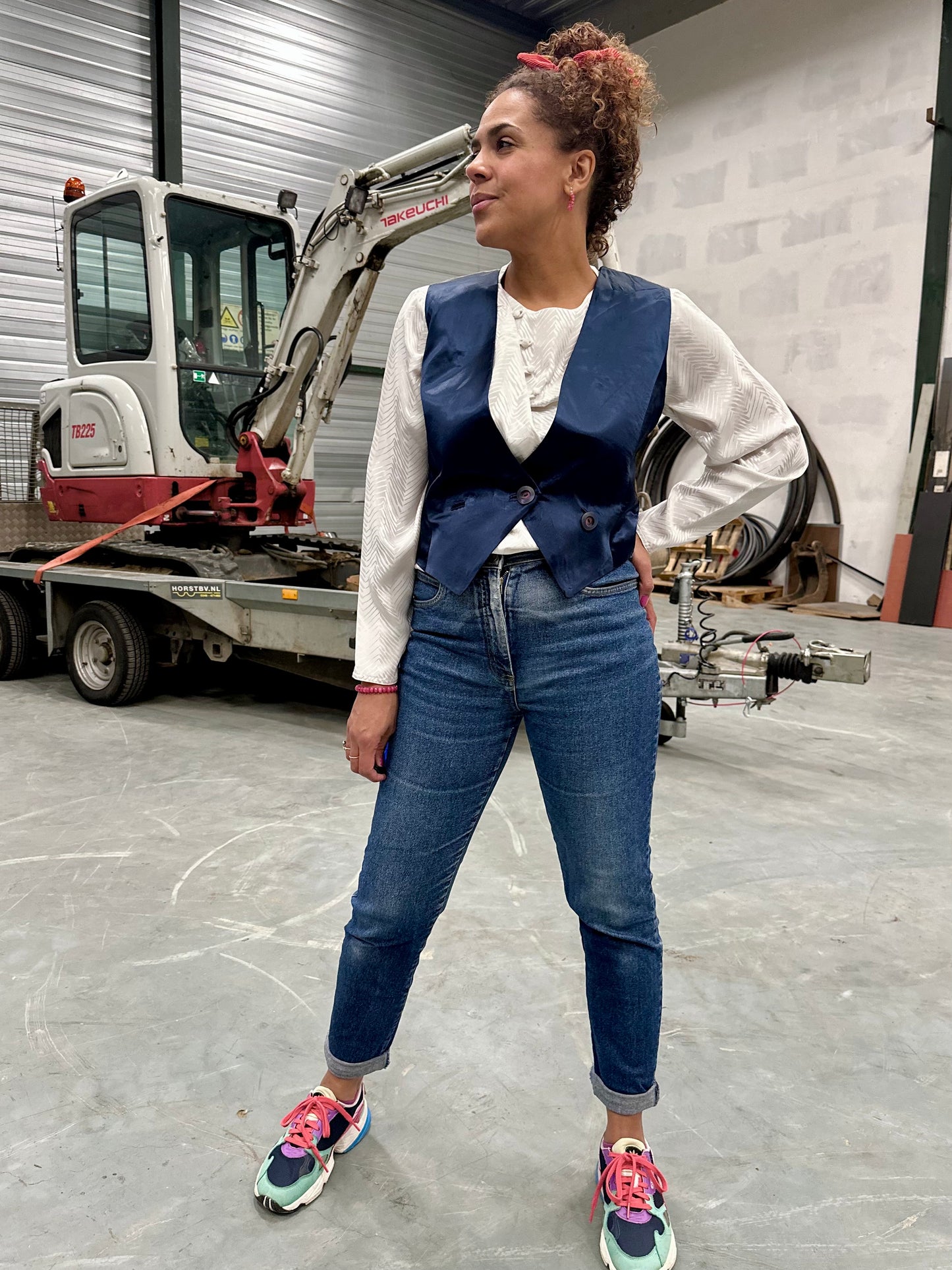 Retro donkerblauw waistcoat feestelijk luxe uitstraling