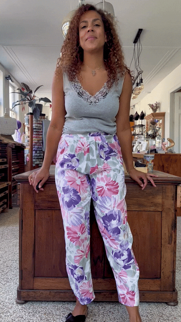 Vintage high waist summer pantalon