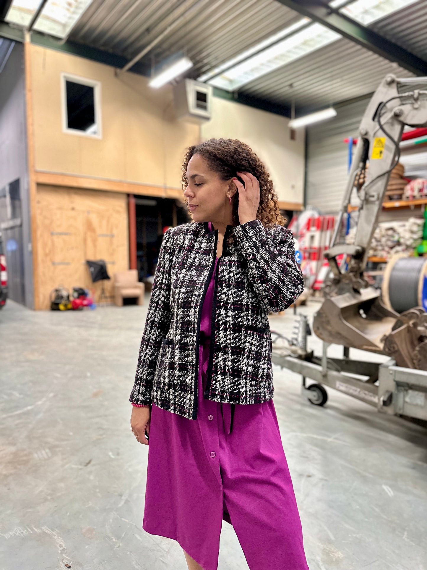 Vintage tweed jasje - L