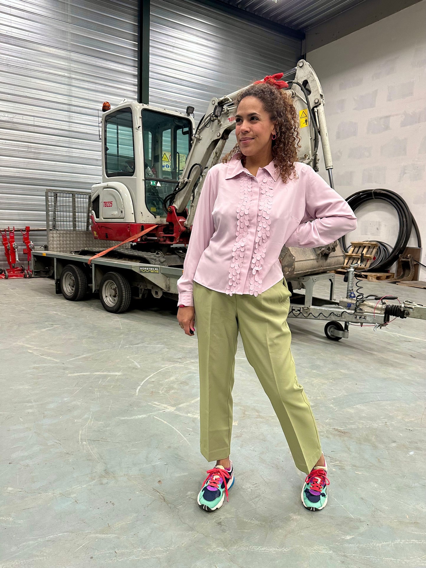 Vintage jade-groene pantalon - L