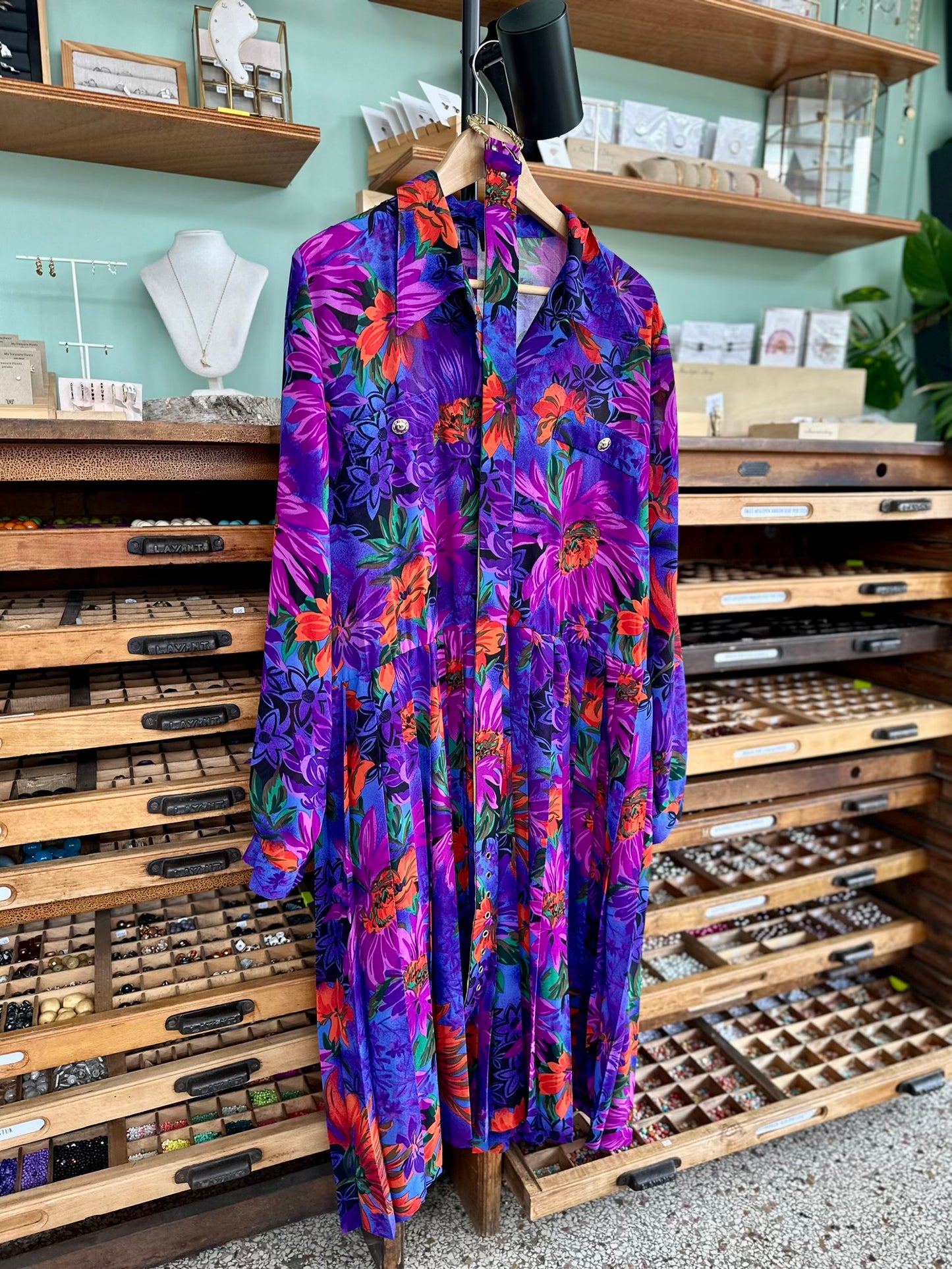 Vintage bloemen plissé-jurk