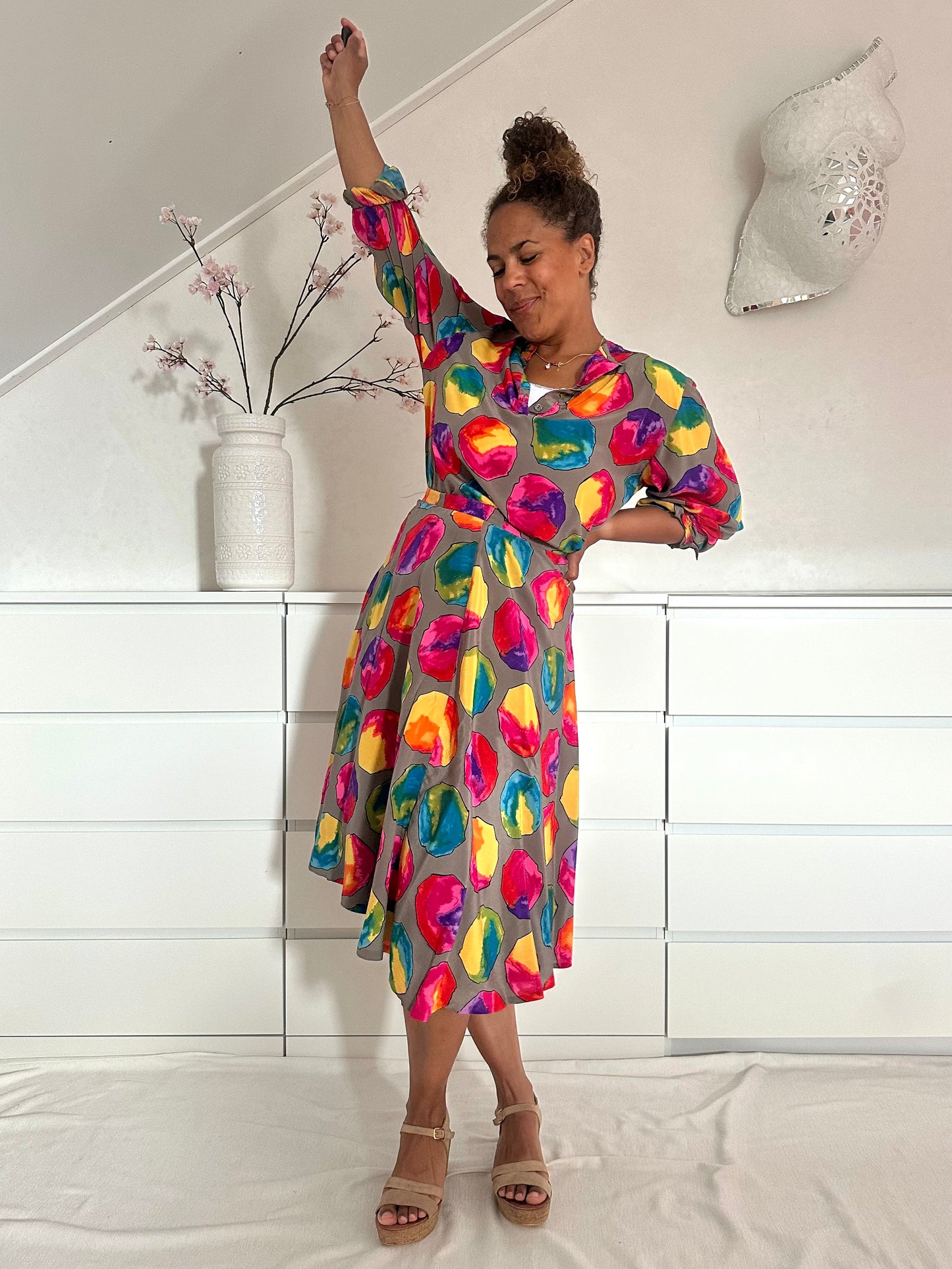 Vintage co-ord set rok en blouse - S
