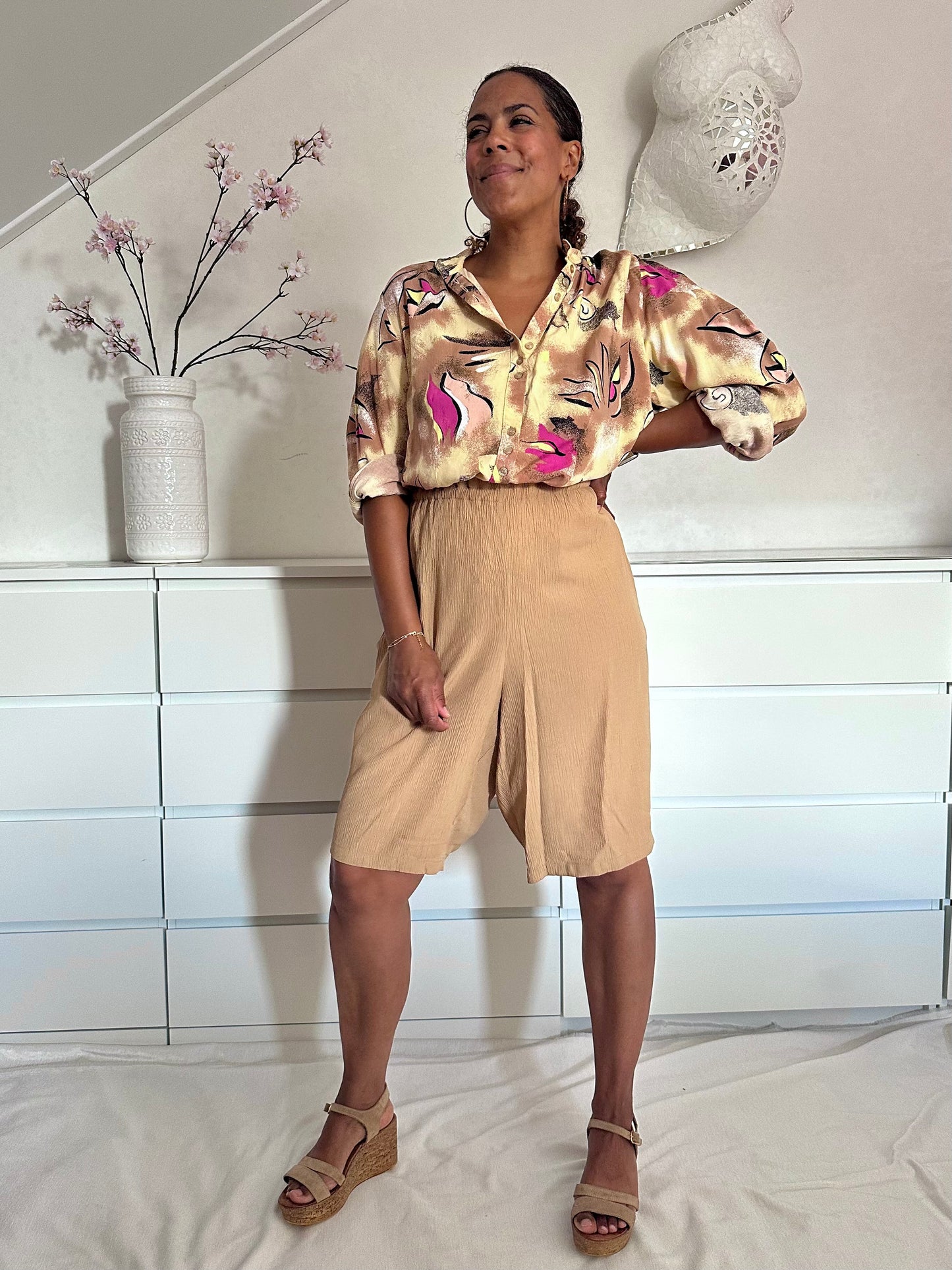 Vintage plus size viscose bermuda
