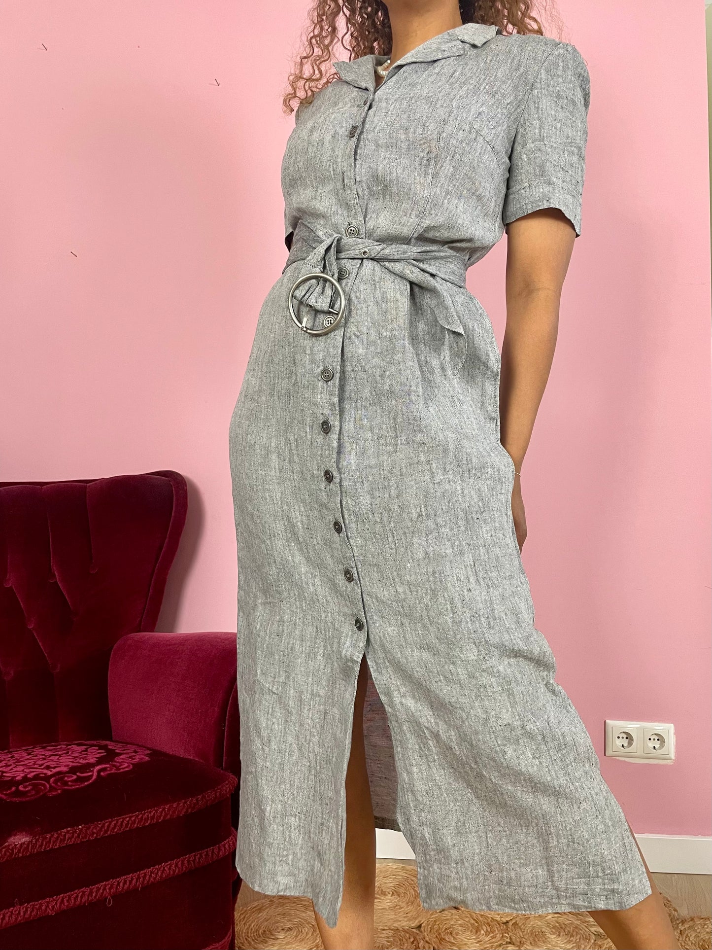Vintage linnen maxi-jurk
