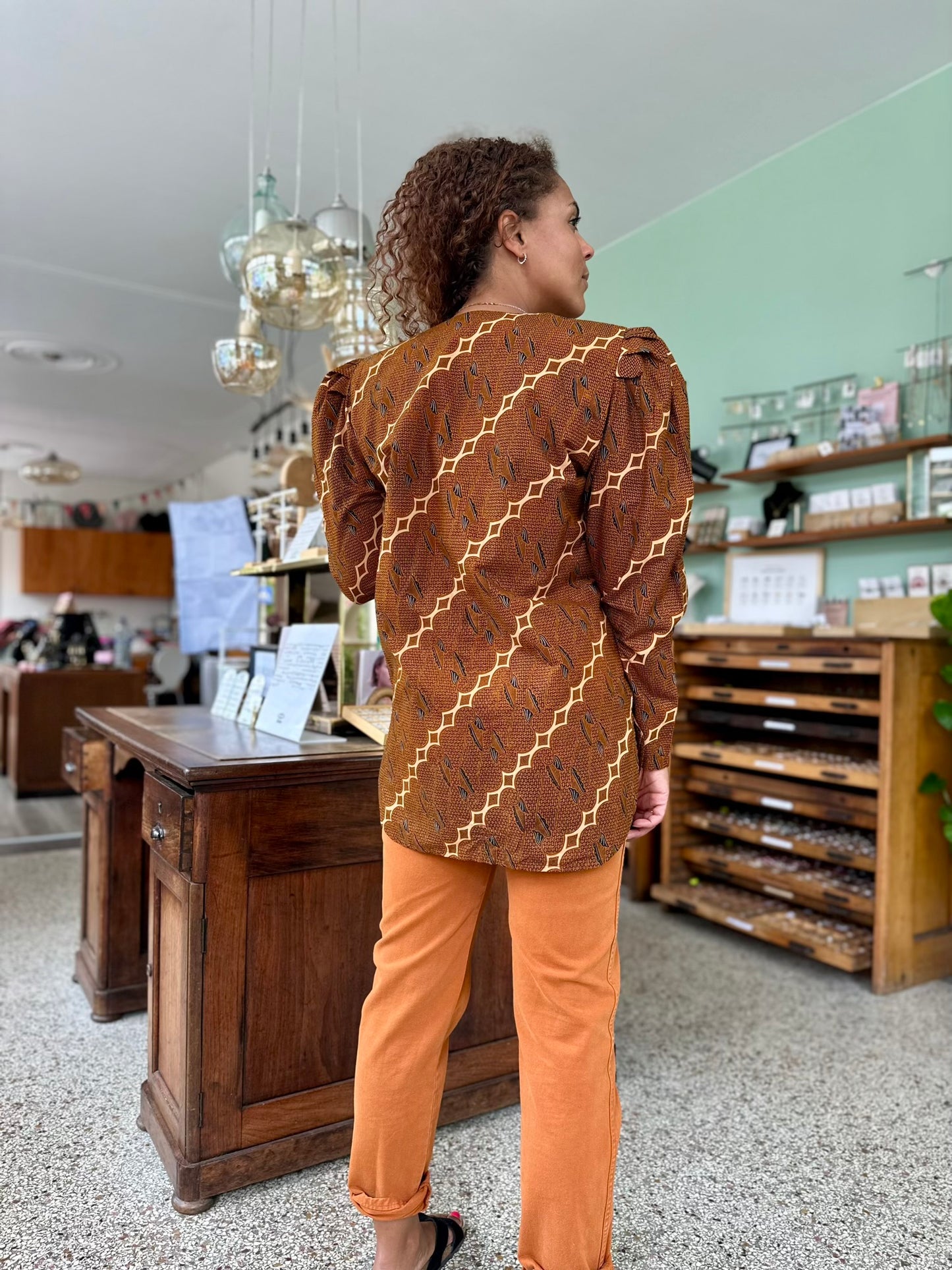 Vintage batik-print blouse