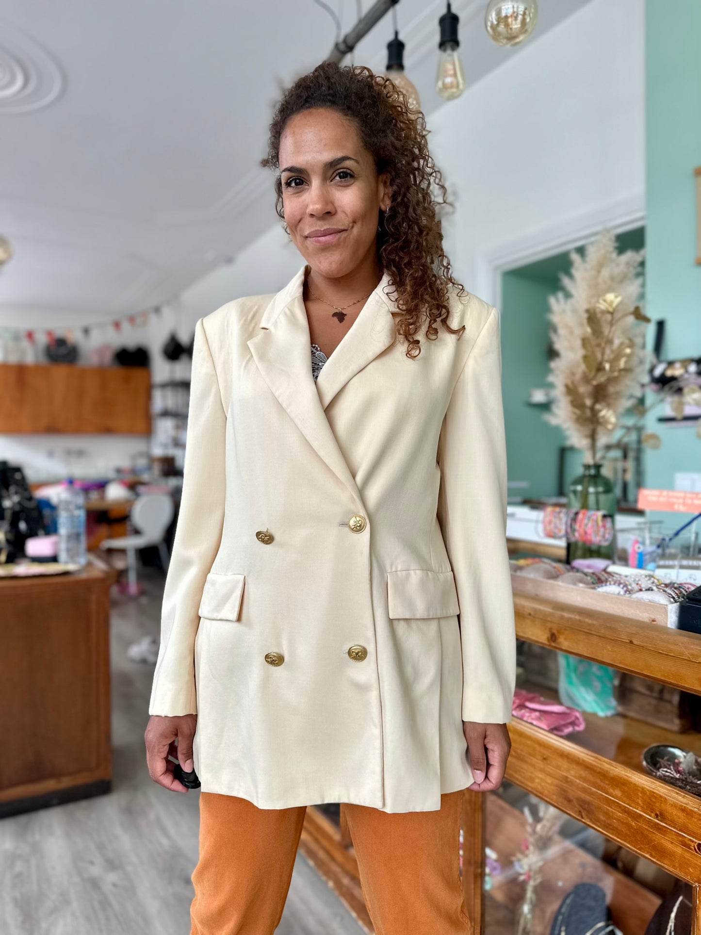 Vintage Italian creme kleurige blazer