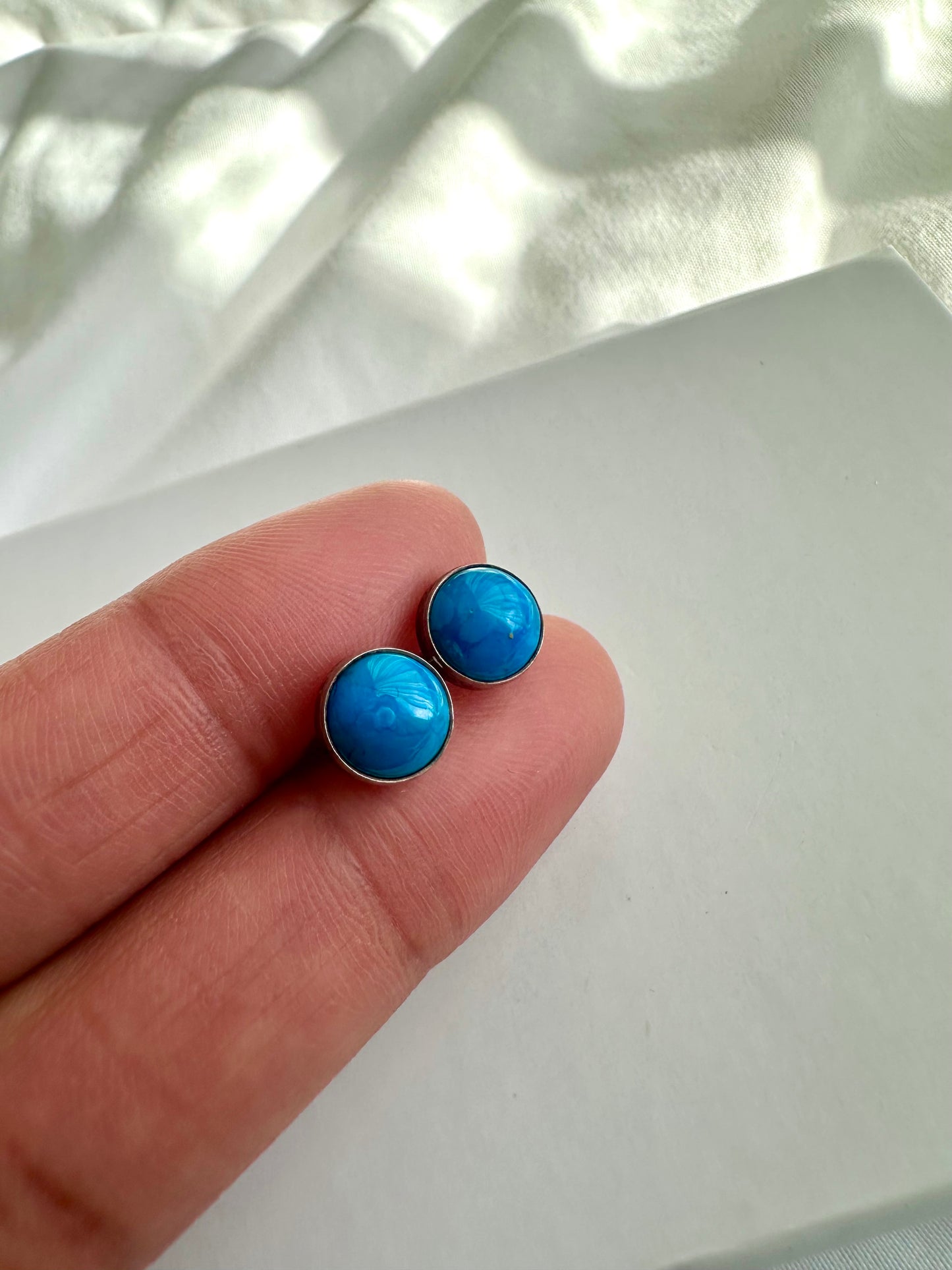 Vintage zilverkleurige turquoise knopjes