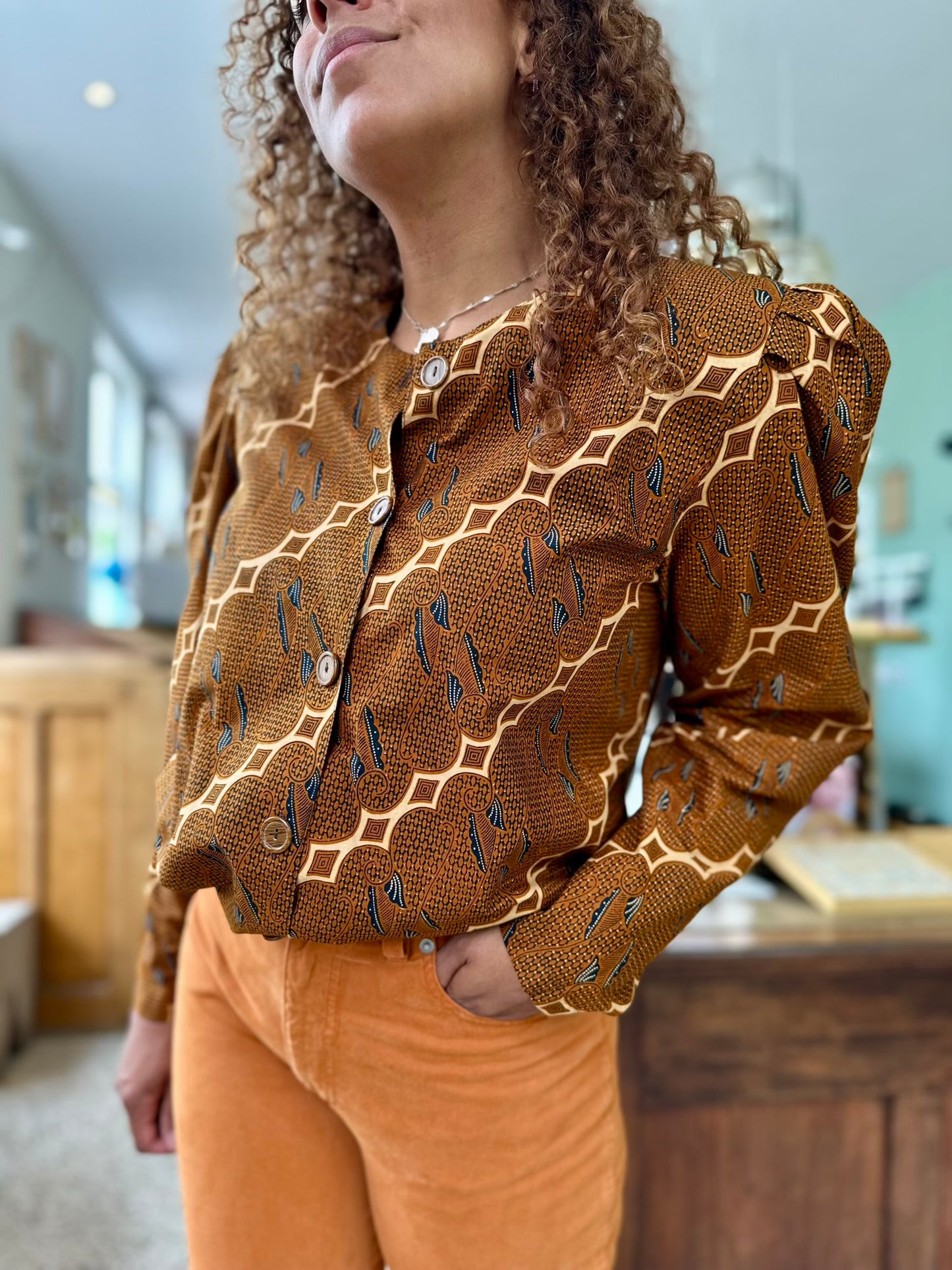 Vintage batik-print blouse