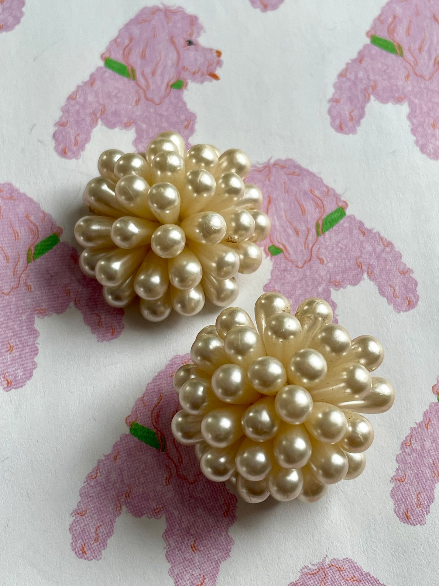Vintage grote faux parel clip-ons