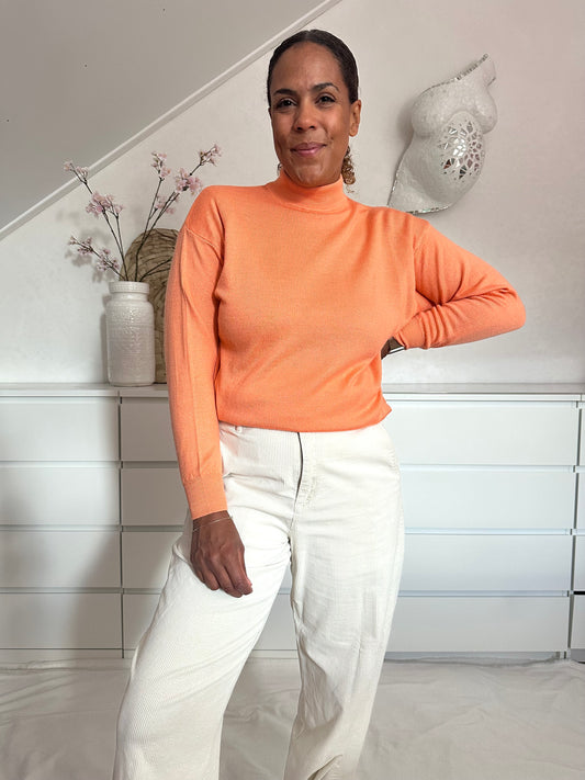 Vintage merino-wollen col in peach - L/XL