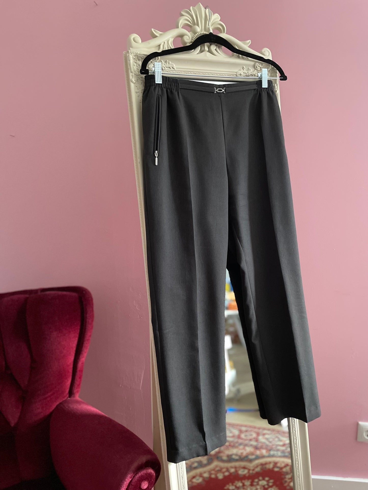 Vintage grijze mid waist pantalon