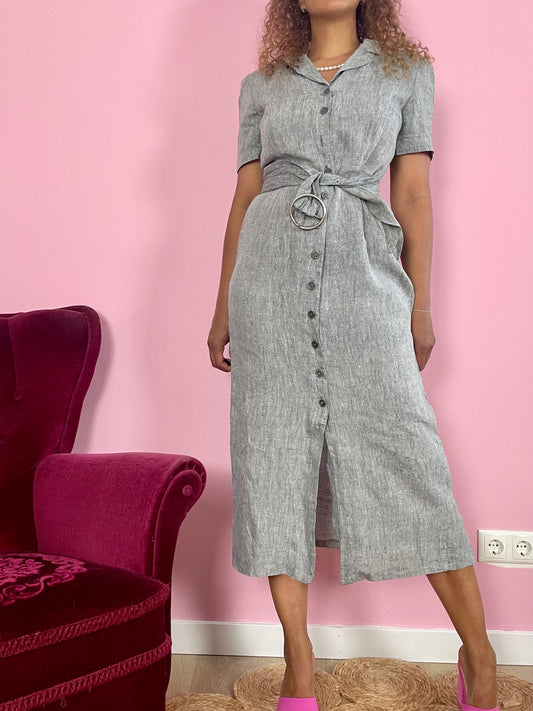 Vintage linnen maxi-jurk