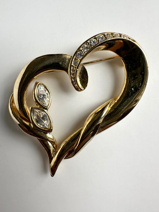 Vergulde hartjes broche