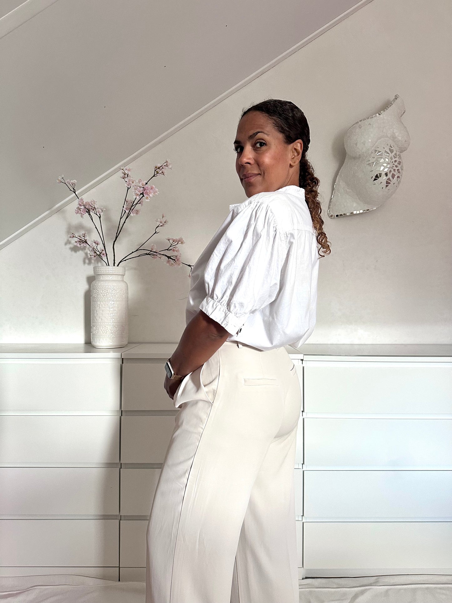 Vintage romantische blouse met borduurwerk - XL