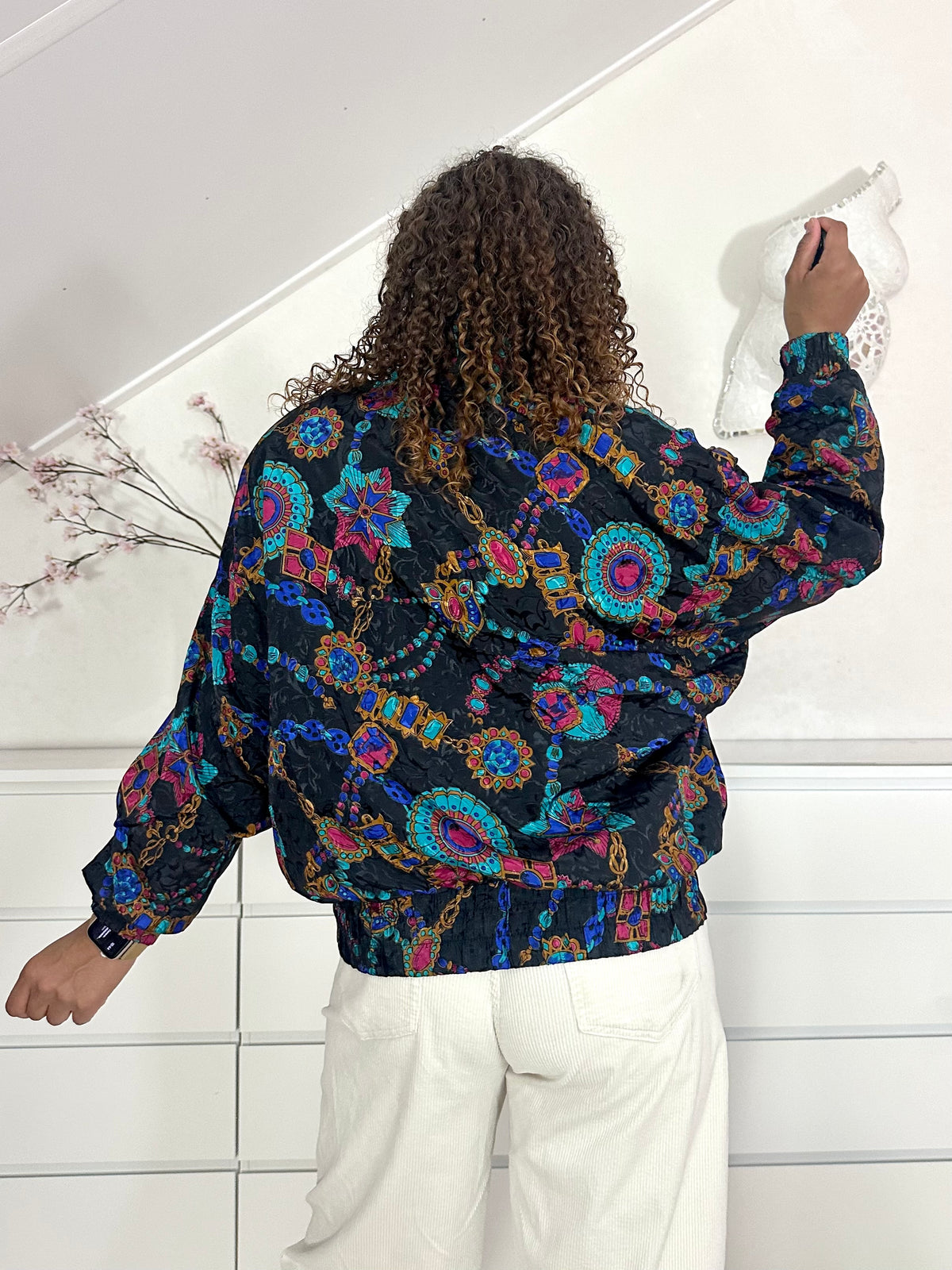 Vintage bomberjack met print - M/L