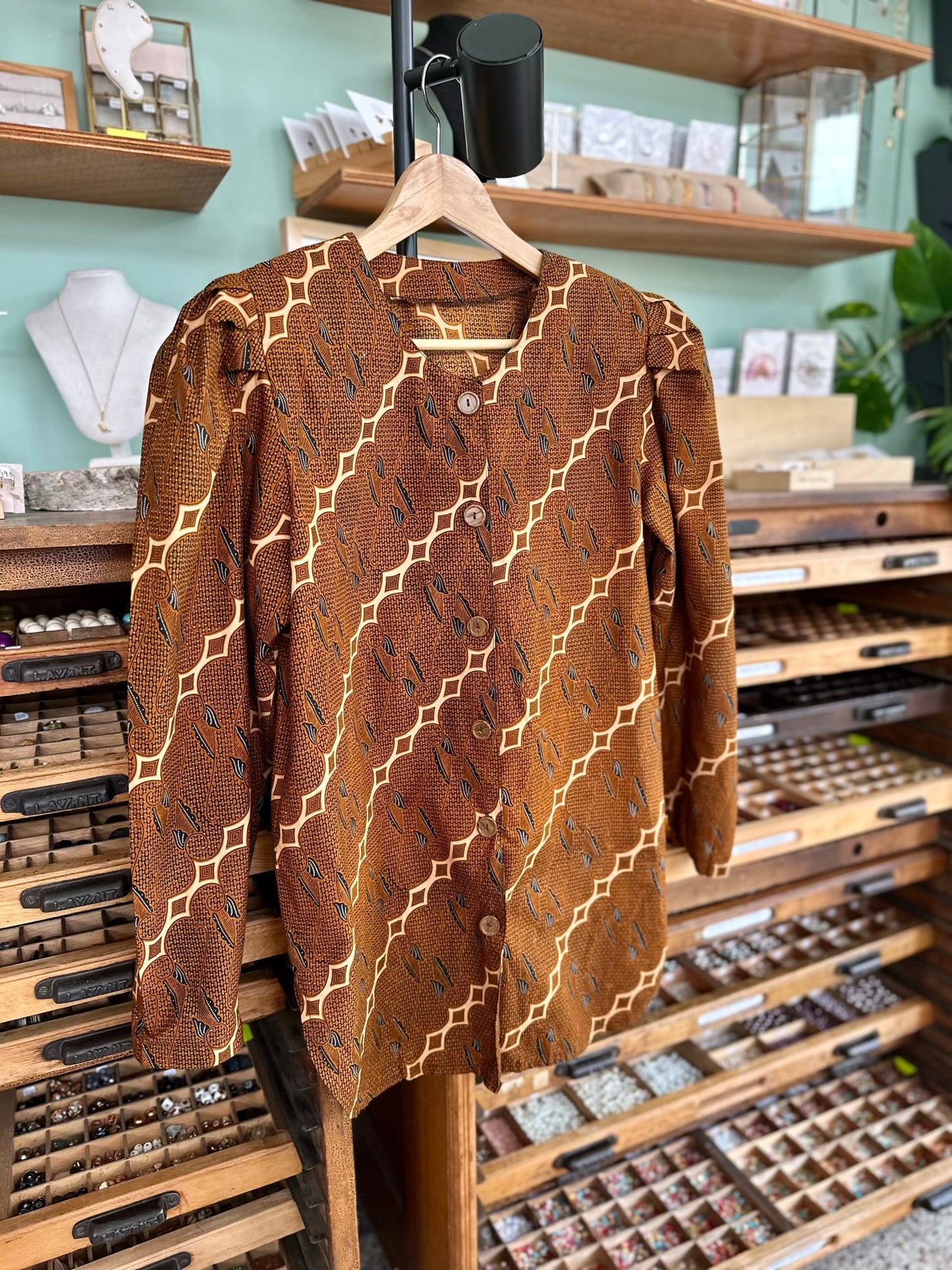Vintage batik-print blouse