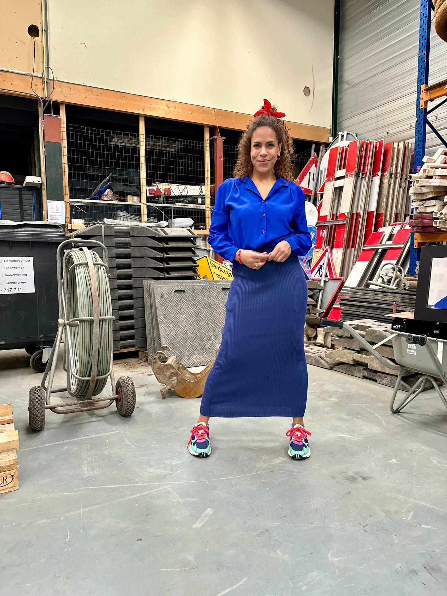 Vintage gebreide maxi-pencilrok - S/M/L