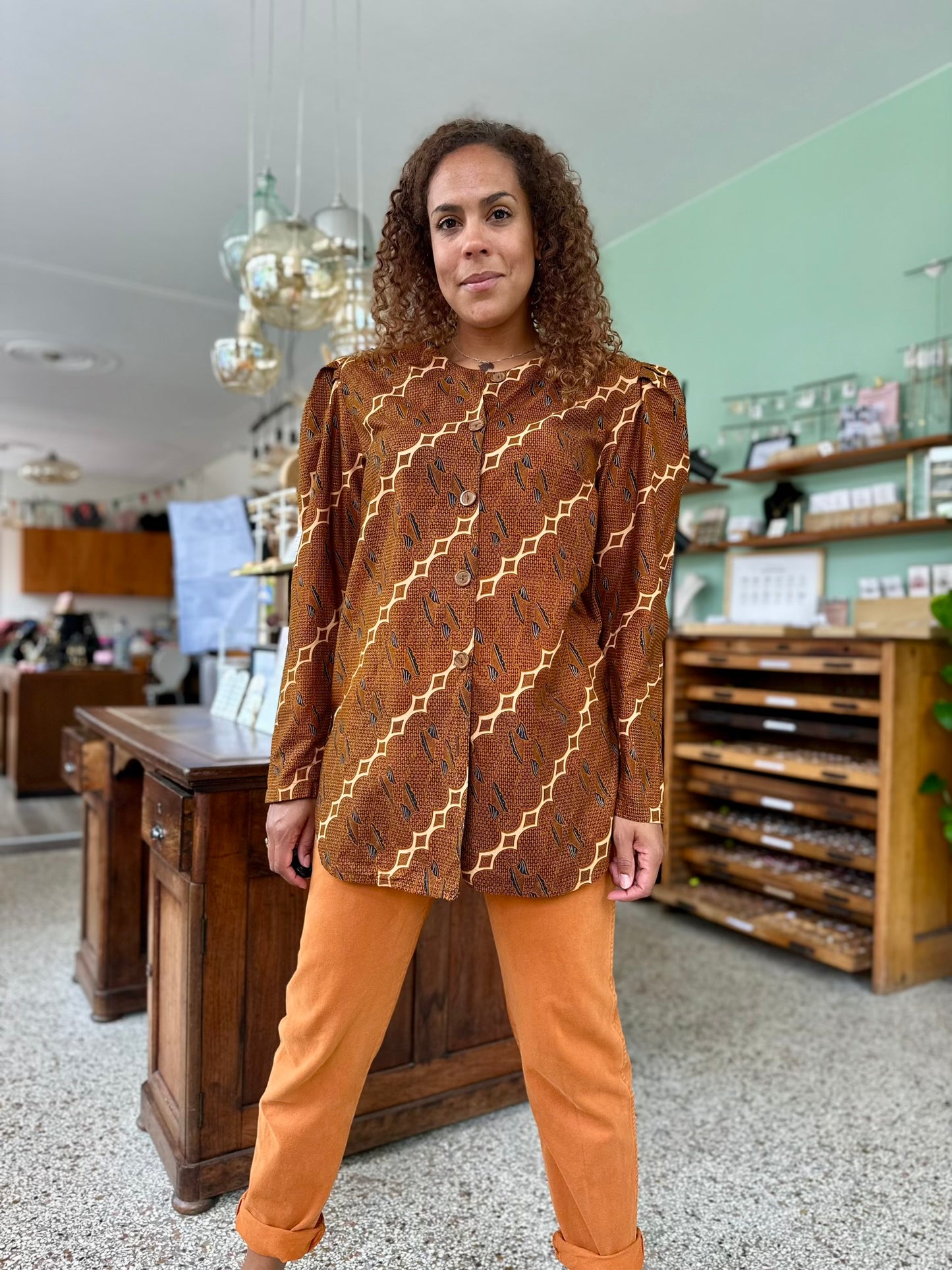 Vintage batik-print blouse