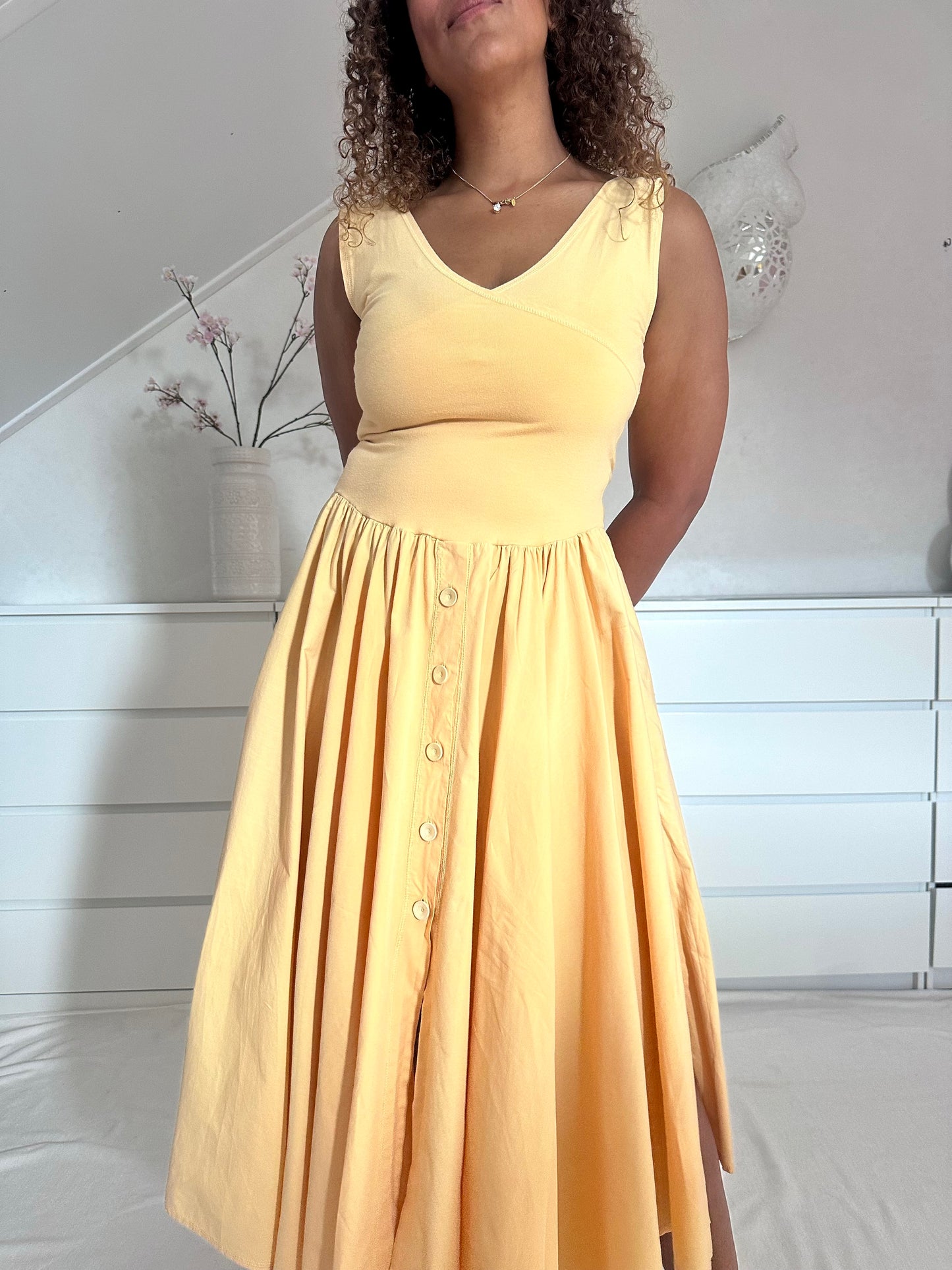 Vintage botergele maxi-jurk - M