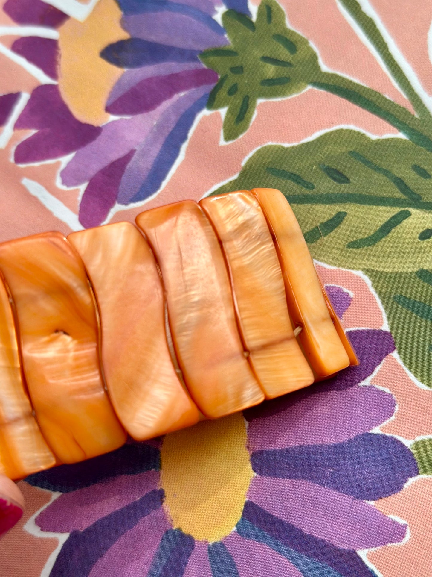 Vintage oranje schelpen armband