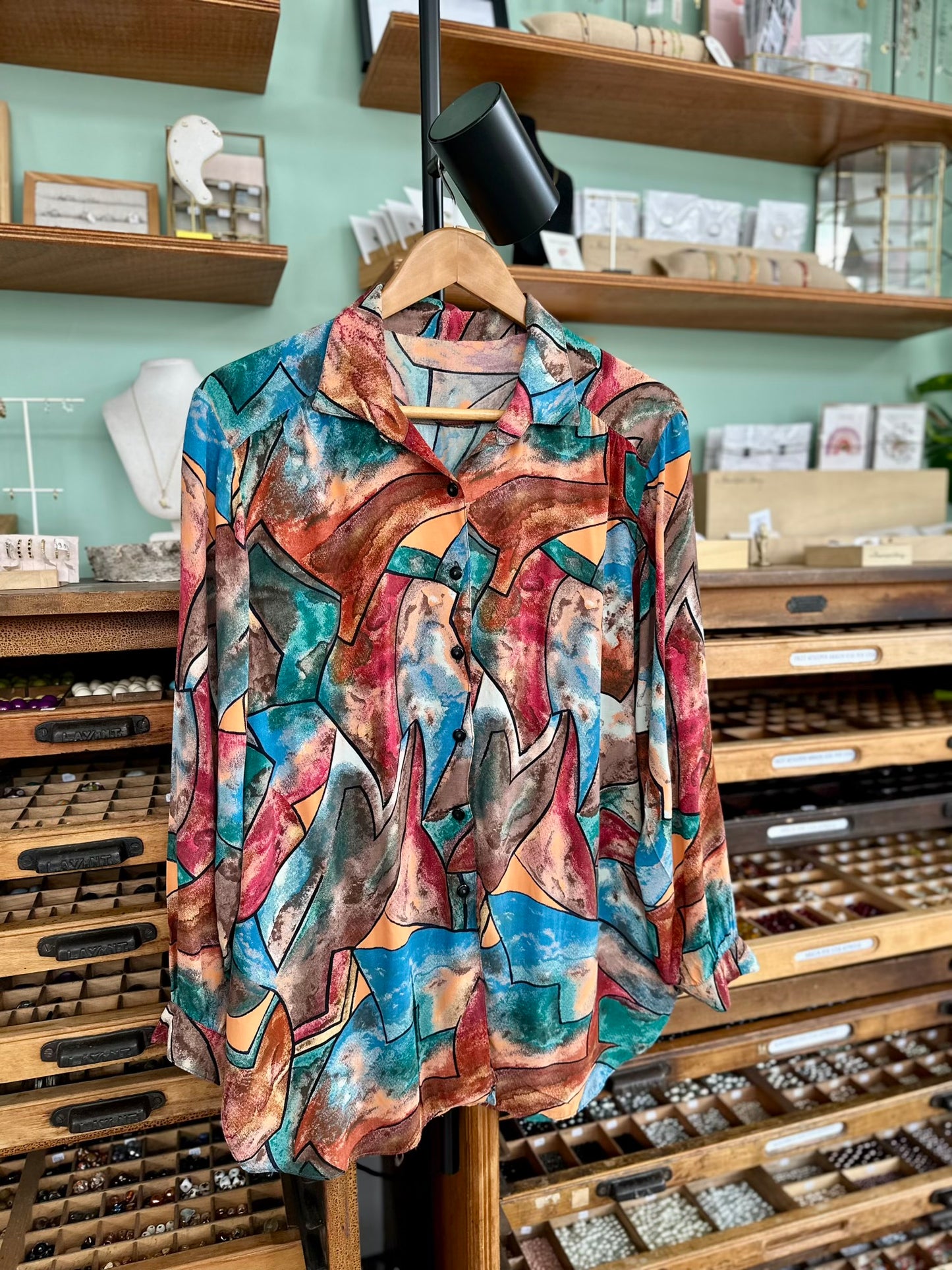 Vintage print viscose blouse