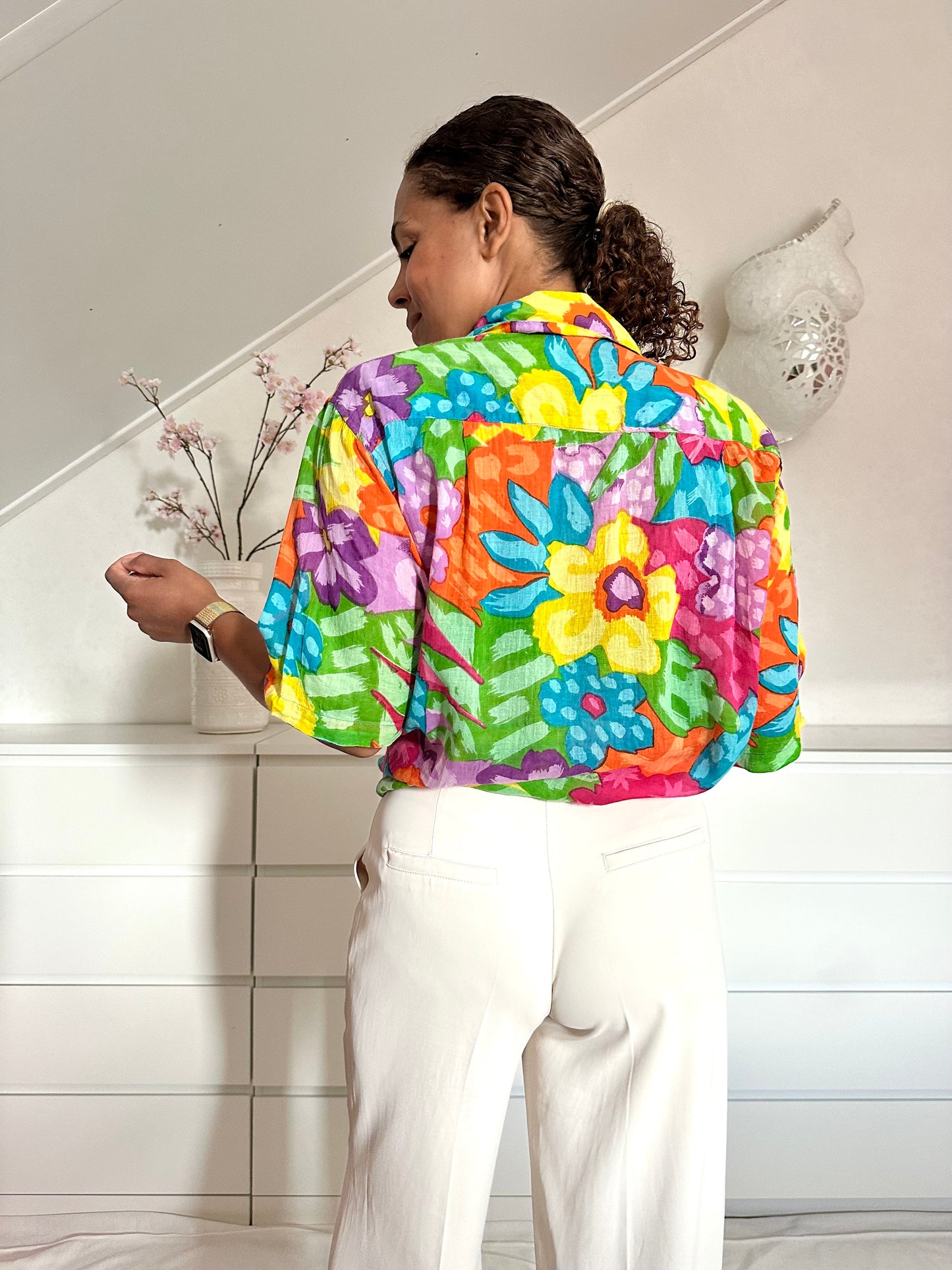 Vintage katoenen bloemenblouse - plus size