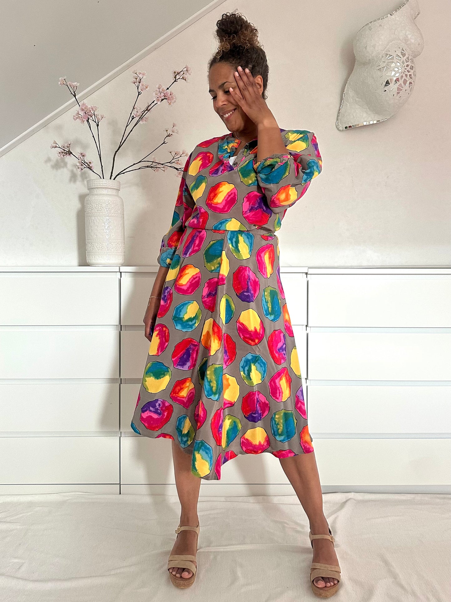 Vintage co-ord set rok en blouse - S