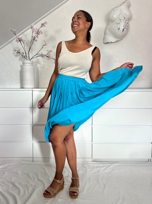 Vintage blauwe plooirok - S/M
