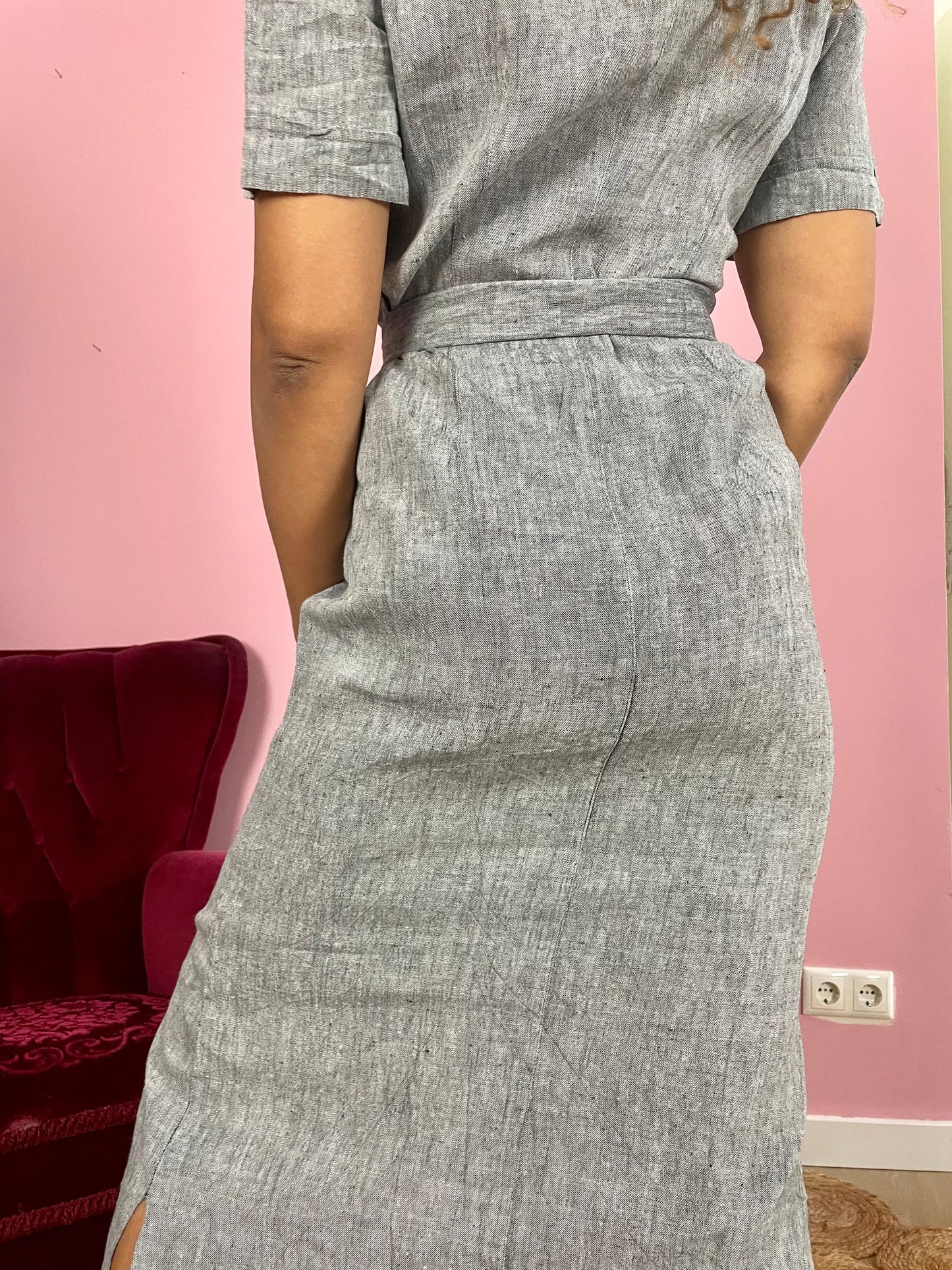 Vintage linnen maxi-jurk