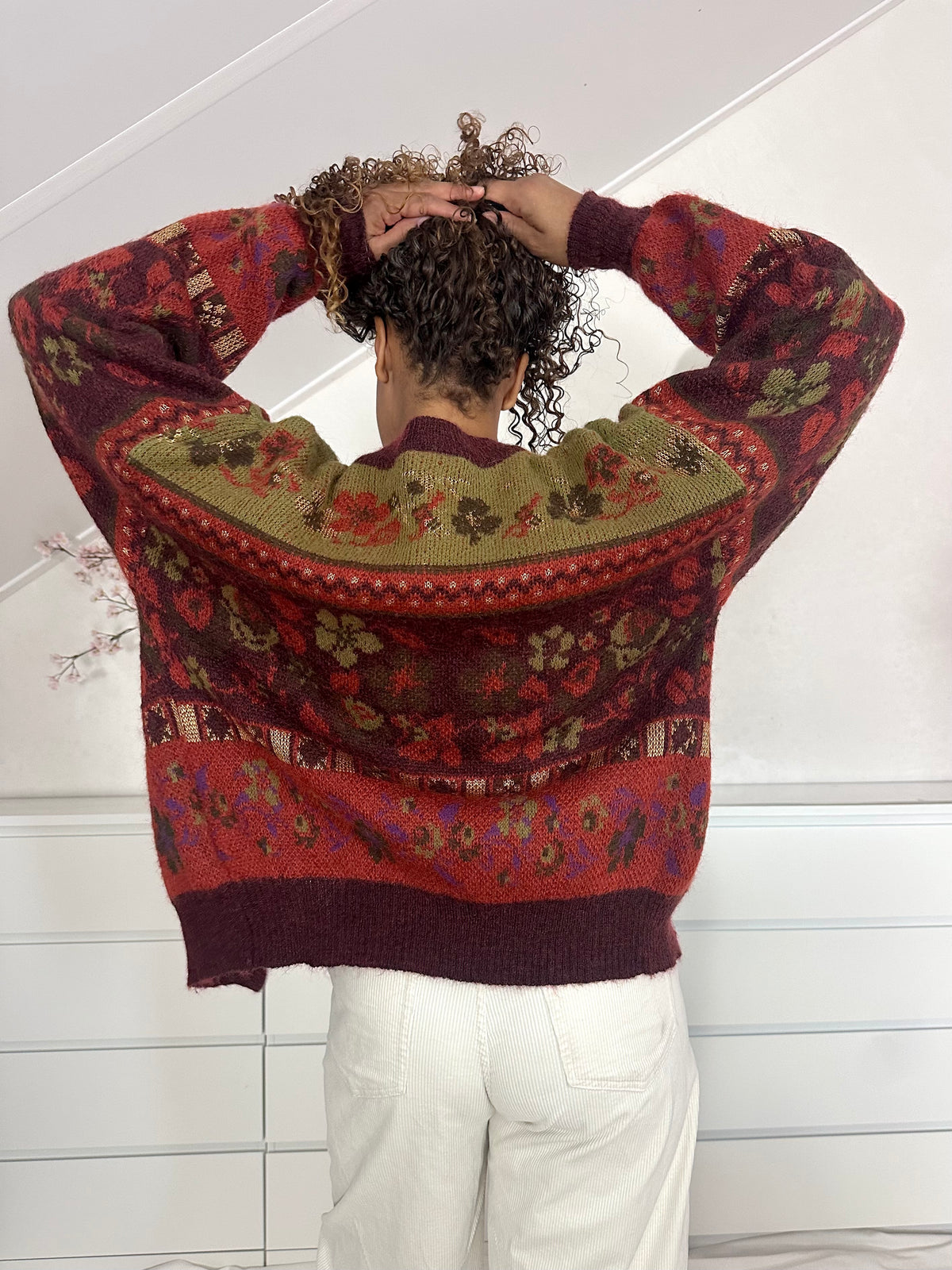 Vintage mohair vest in herfsttinten - M
