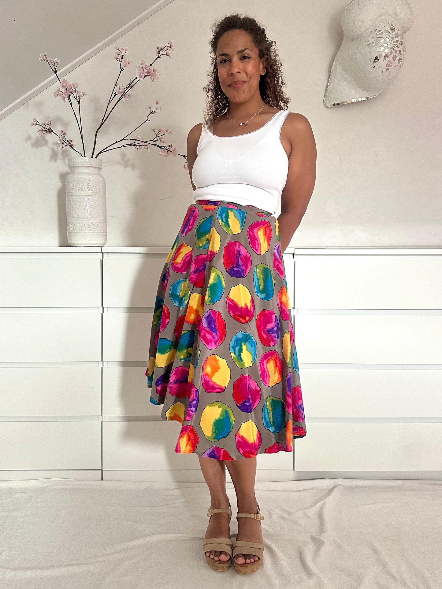 Vintage co-ord set rok en blouse - S