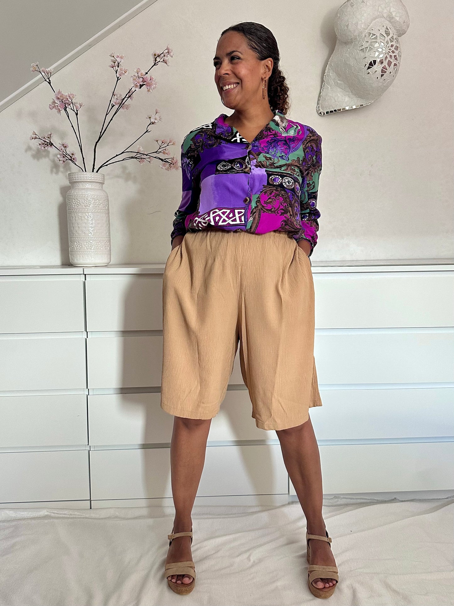 Vintage plus size viscose bermuda