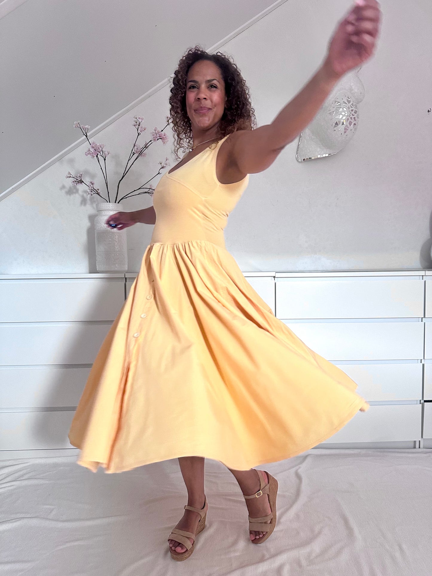 Vintage botergele maxi-jurk - M