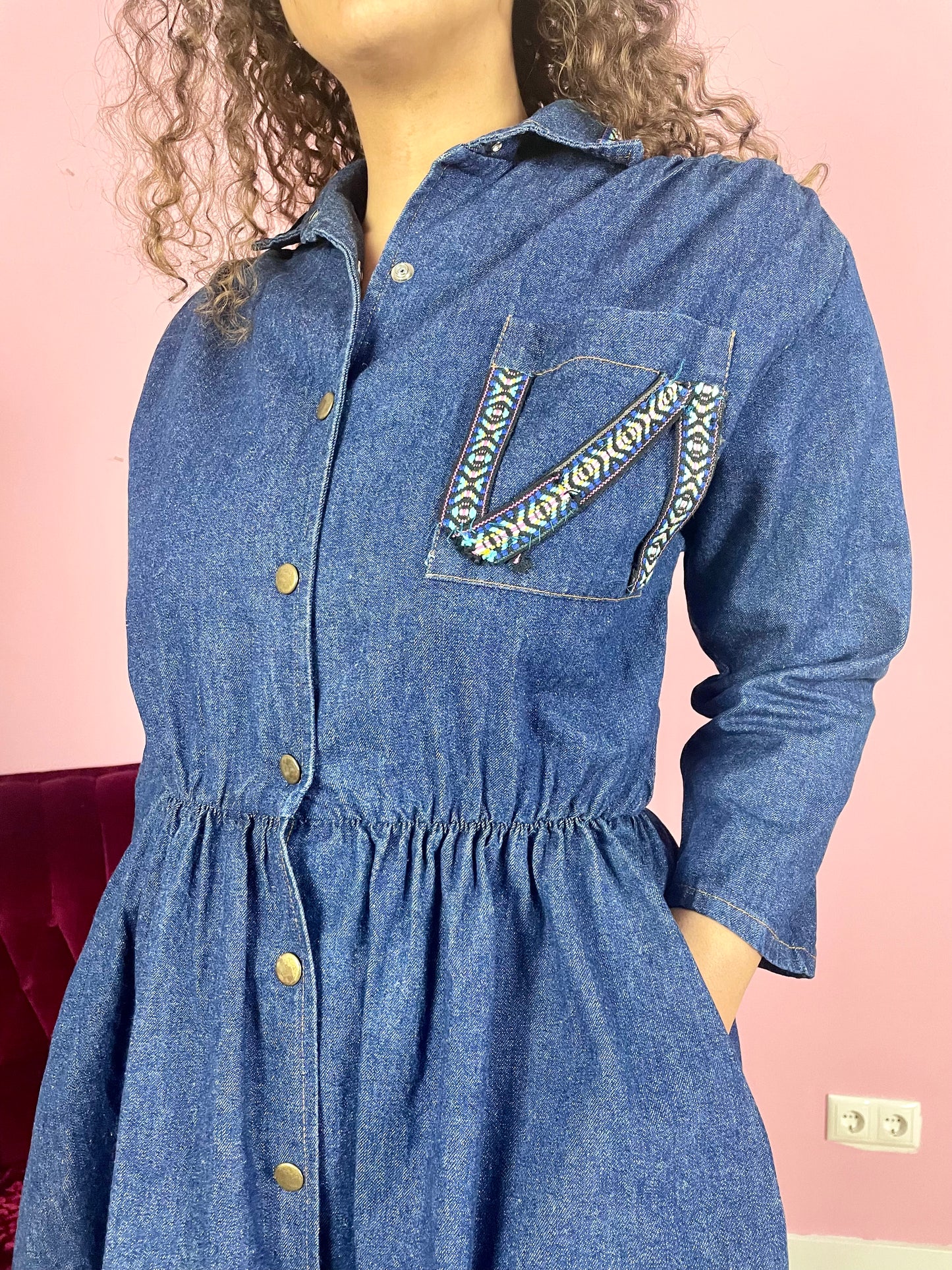 Vintage denim prairie-jurk
