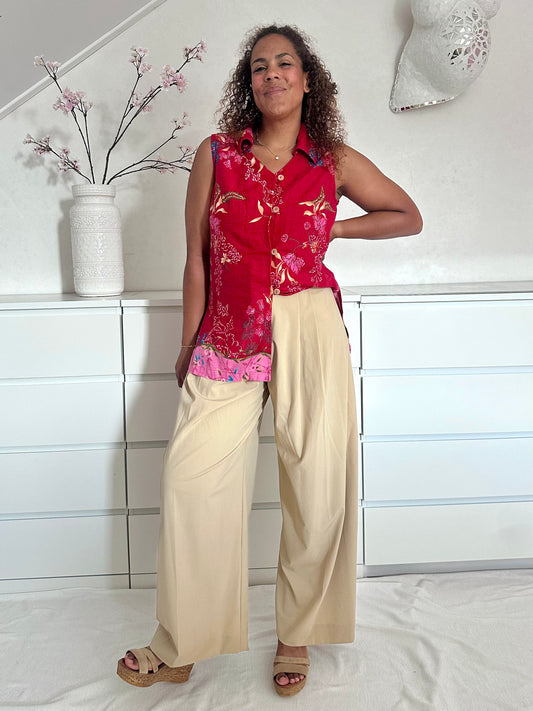 Vintage mouwloze lange blouse van linnen - XL